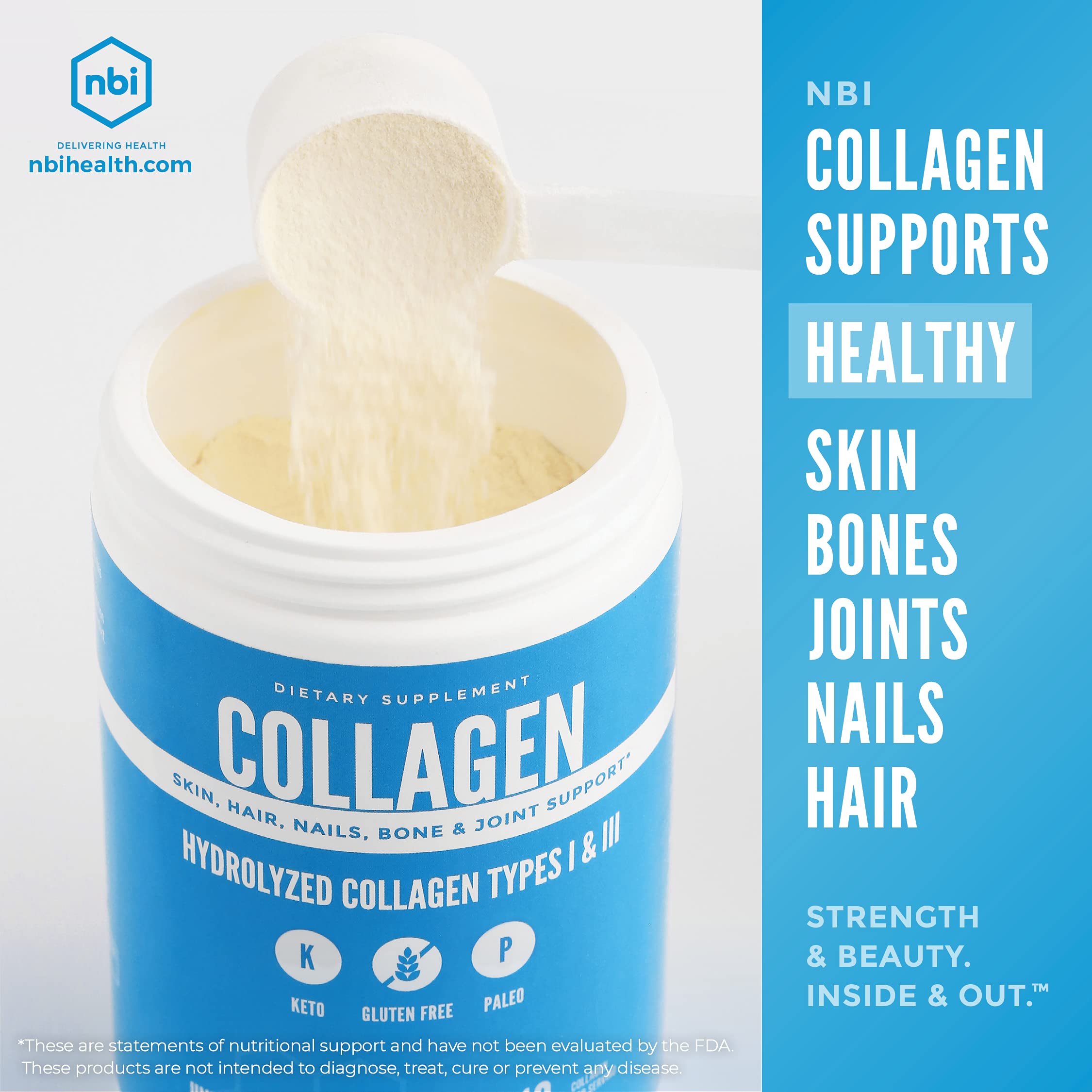 NBI Collagen Supplement Types I & III in a kitchen setting