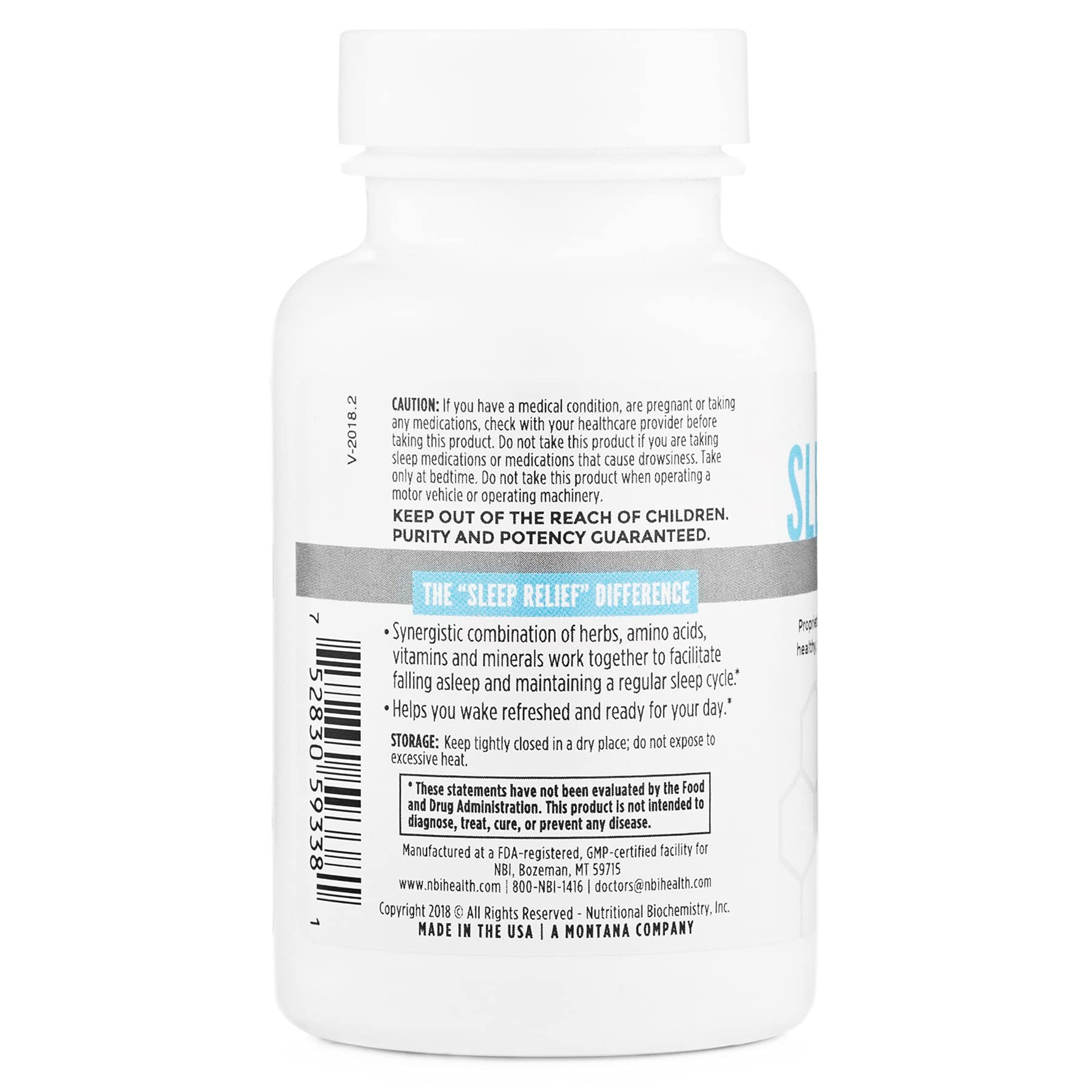 NBI Sleep Relief Supplement 100g packaging details