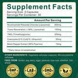 NBOOCUP Liposomal NAD Plus Supplement 600mg ingredients list