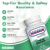 NCI Advanced Research Lithium Orotate bottle with measuring tablet