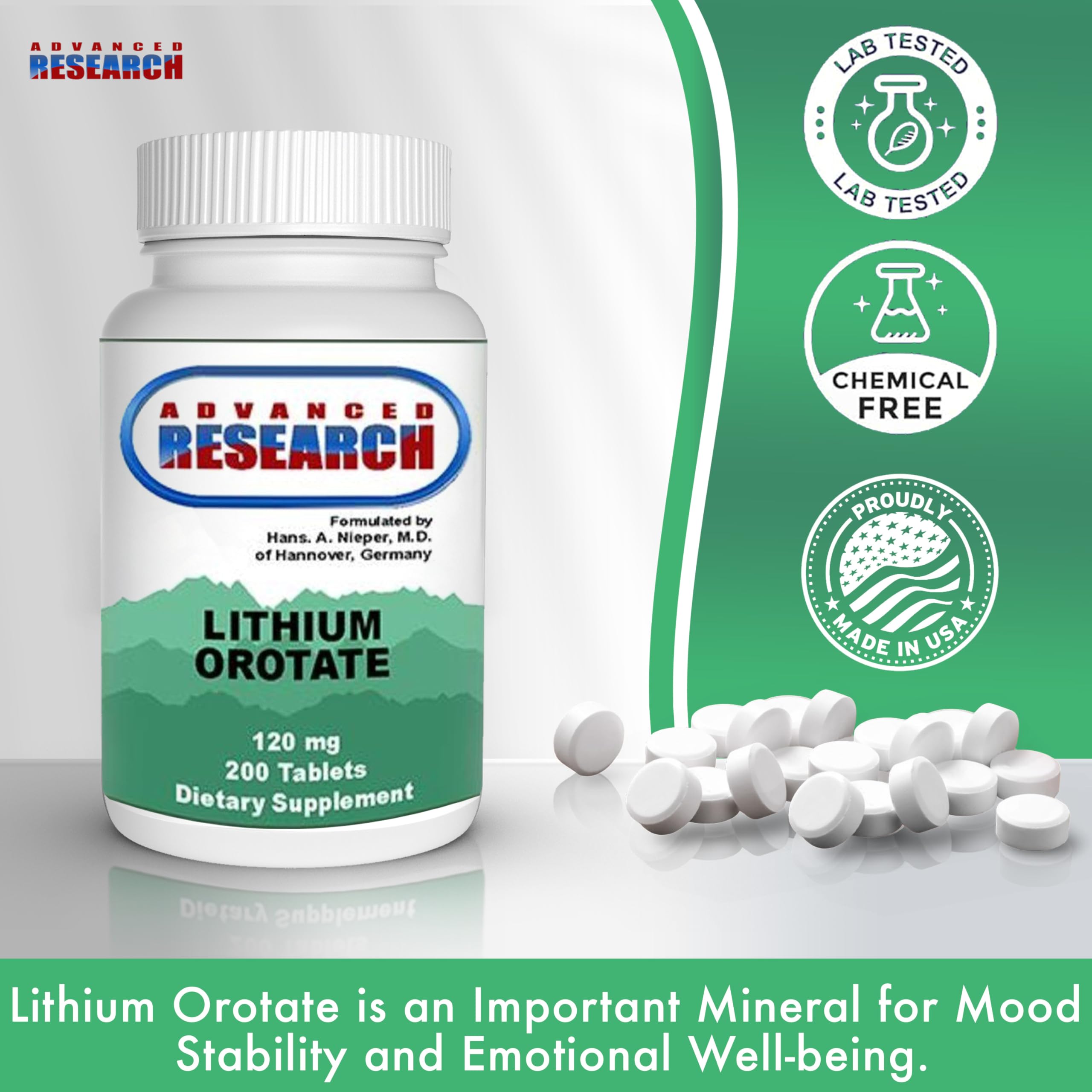 NCI Advanced Research Lithium Orotate supplement packaging details
