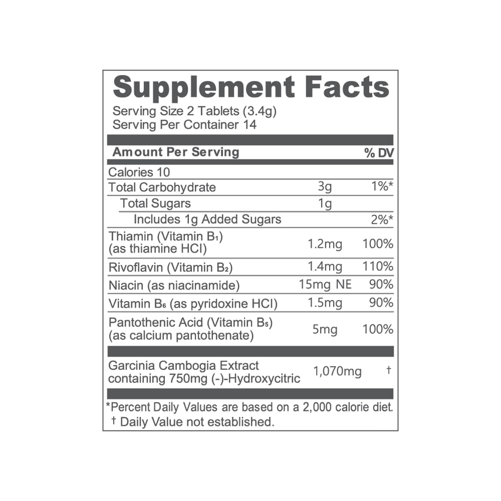 NE:AR Garcinia Cambogia Chews back view packaging