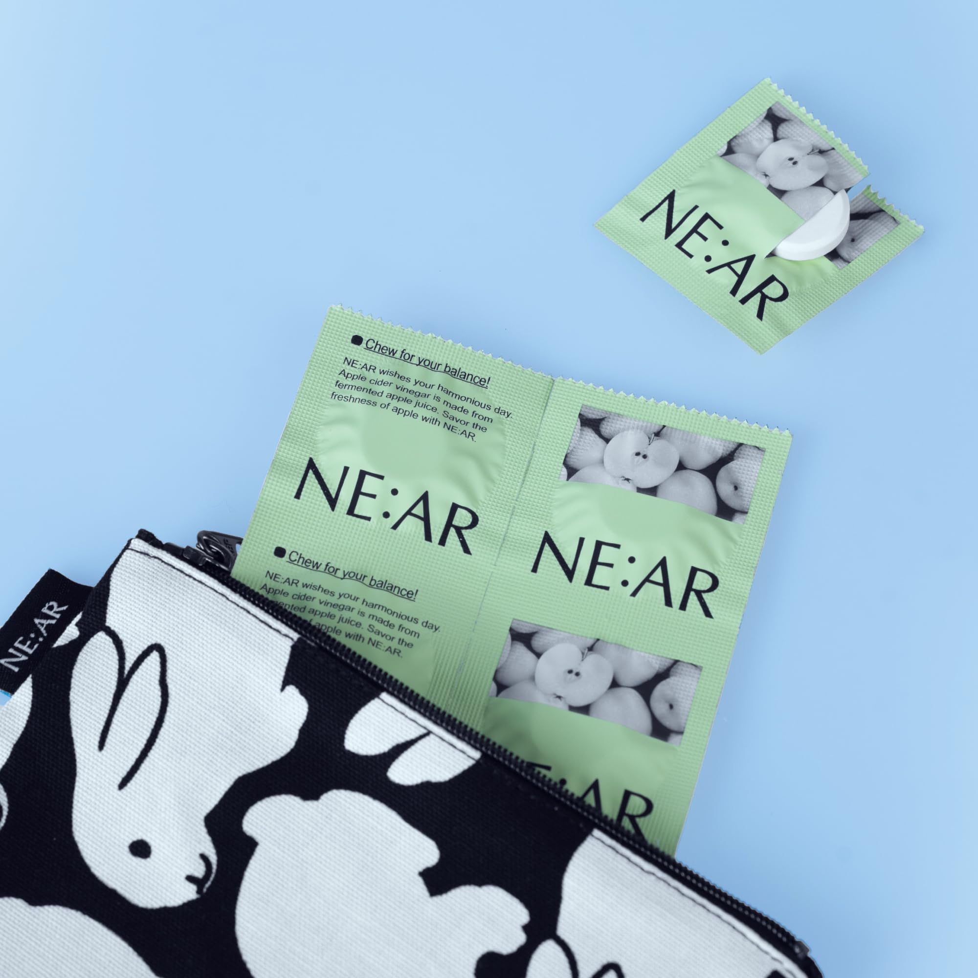 NE:AR Organic British ACV Chews on a wooden table