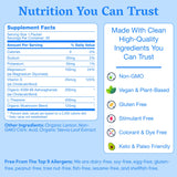 Nectar Calm Magnesium Drink Mix nutritional information on the back of the packaging