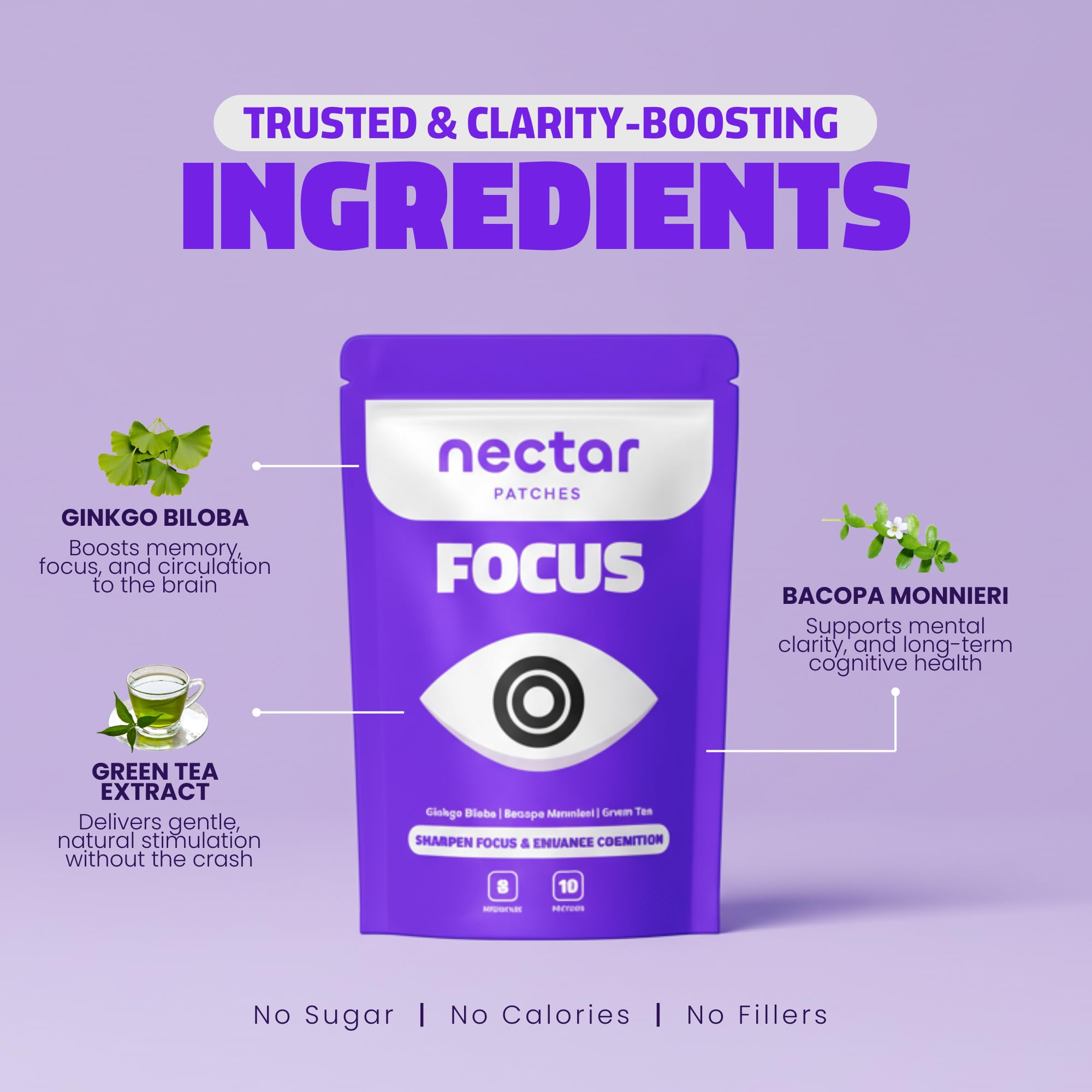 Nectar Patches Cognitive Support Patches applied on skin