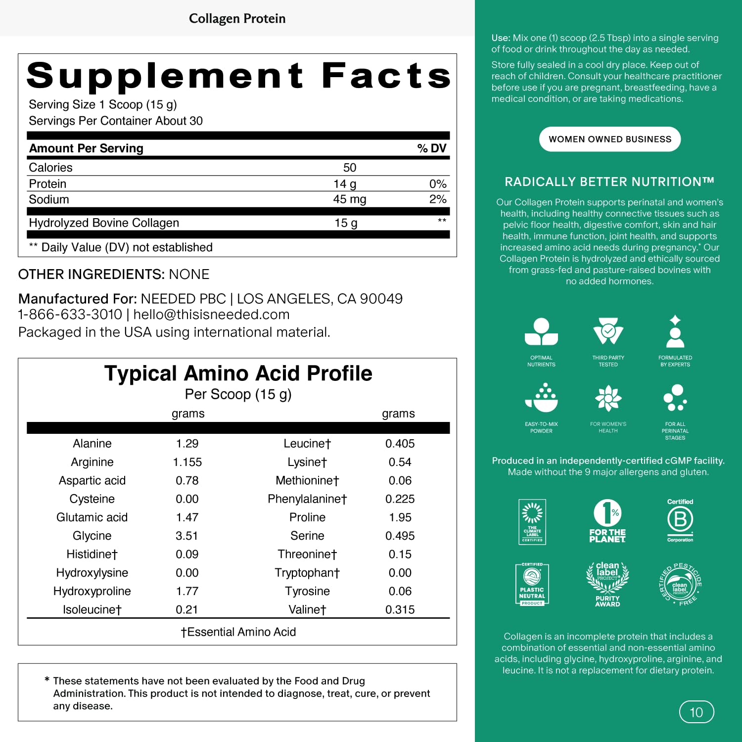 Needed. Collagen Supplement for Moms side view