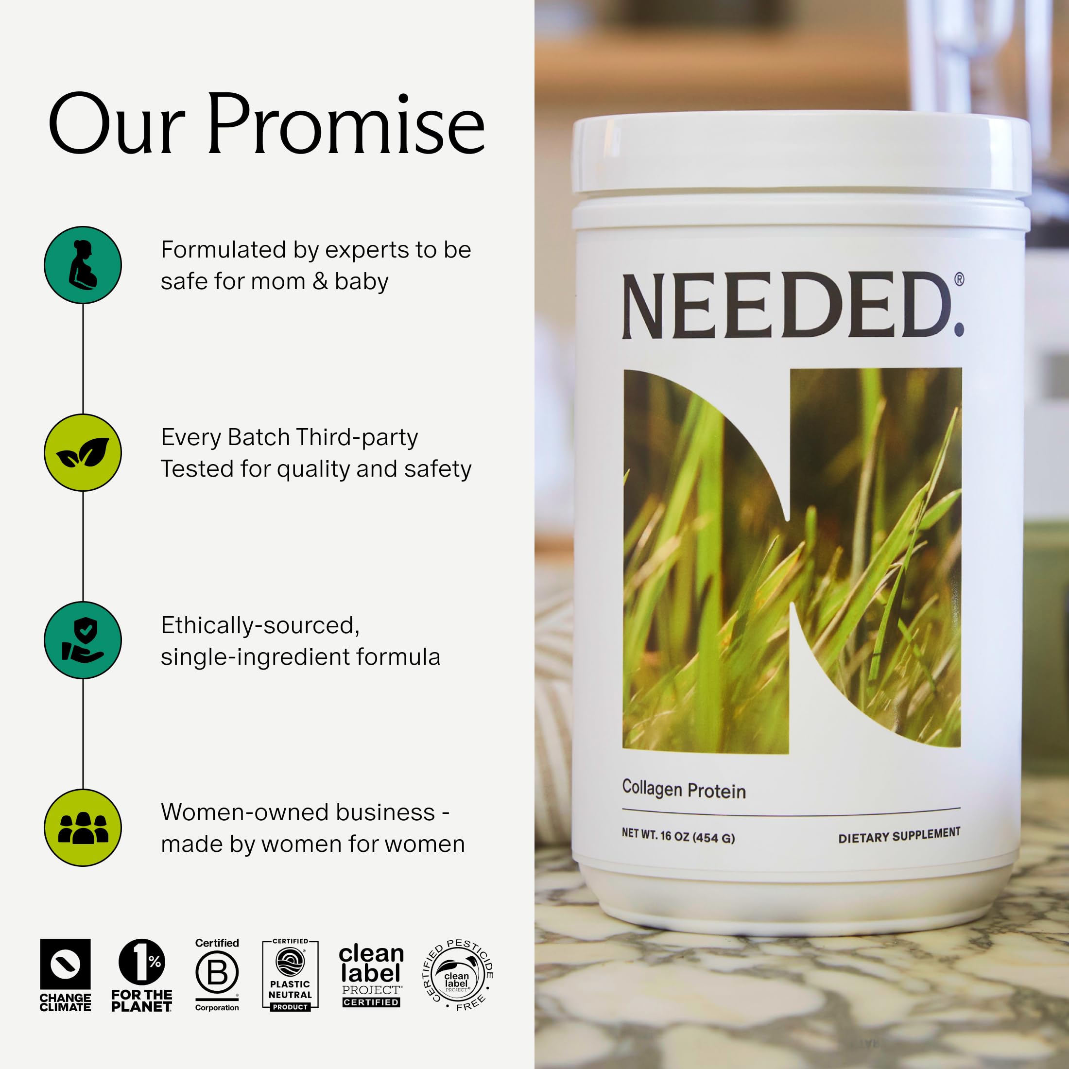 Needed. Collagen Supplement for Moms with measuring scoop