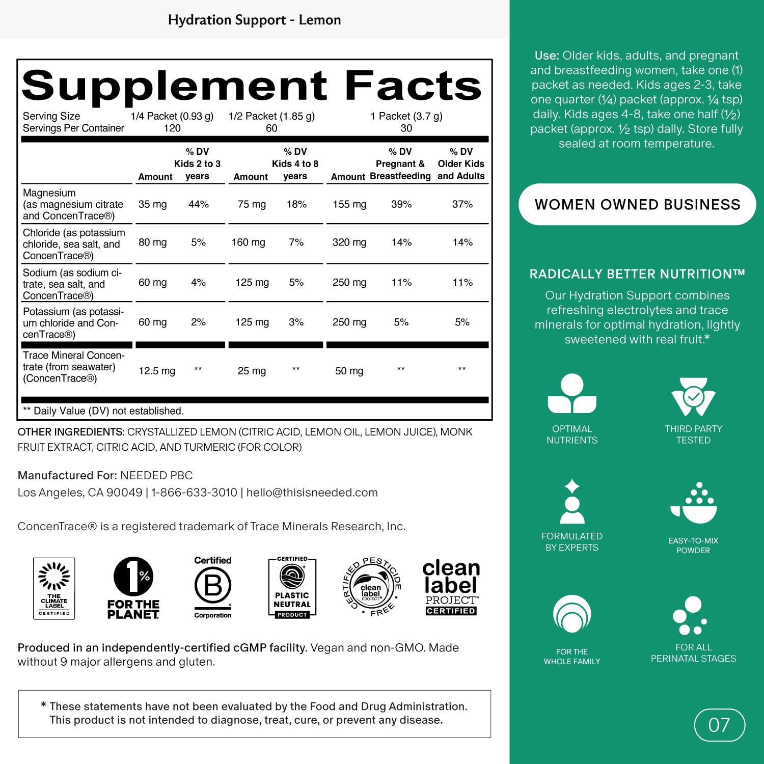 Needed. Hydration Support Electrolyte Packets single-serving stick