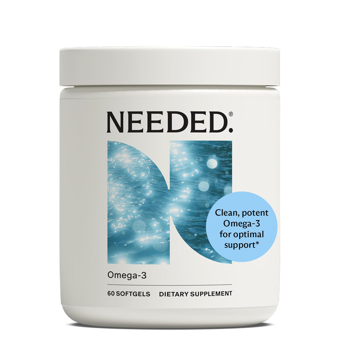 Needed. Omega-3 Fish Oil Softgels 2200mg DHA EPA front view
