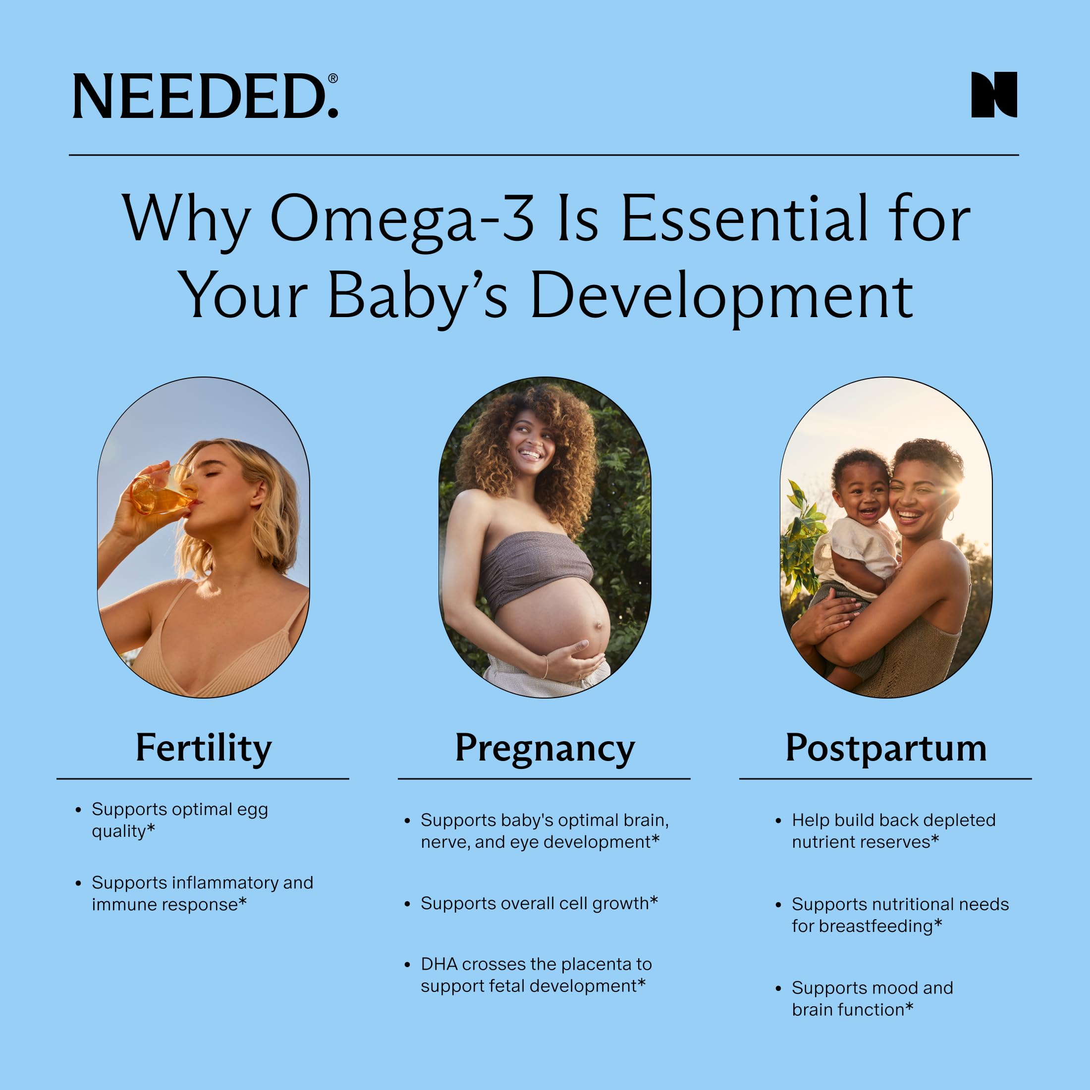 Needed. Plant-Based Omega-3 Supplement packaging side view