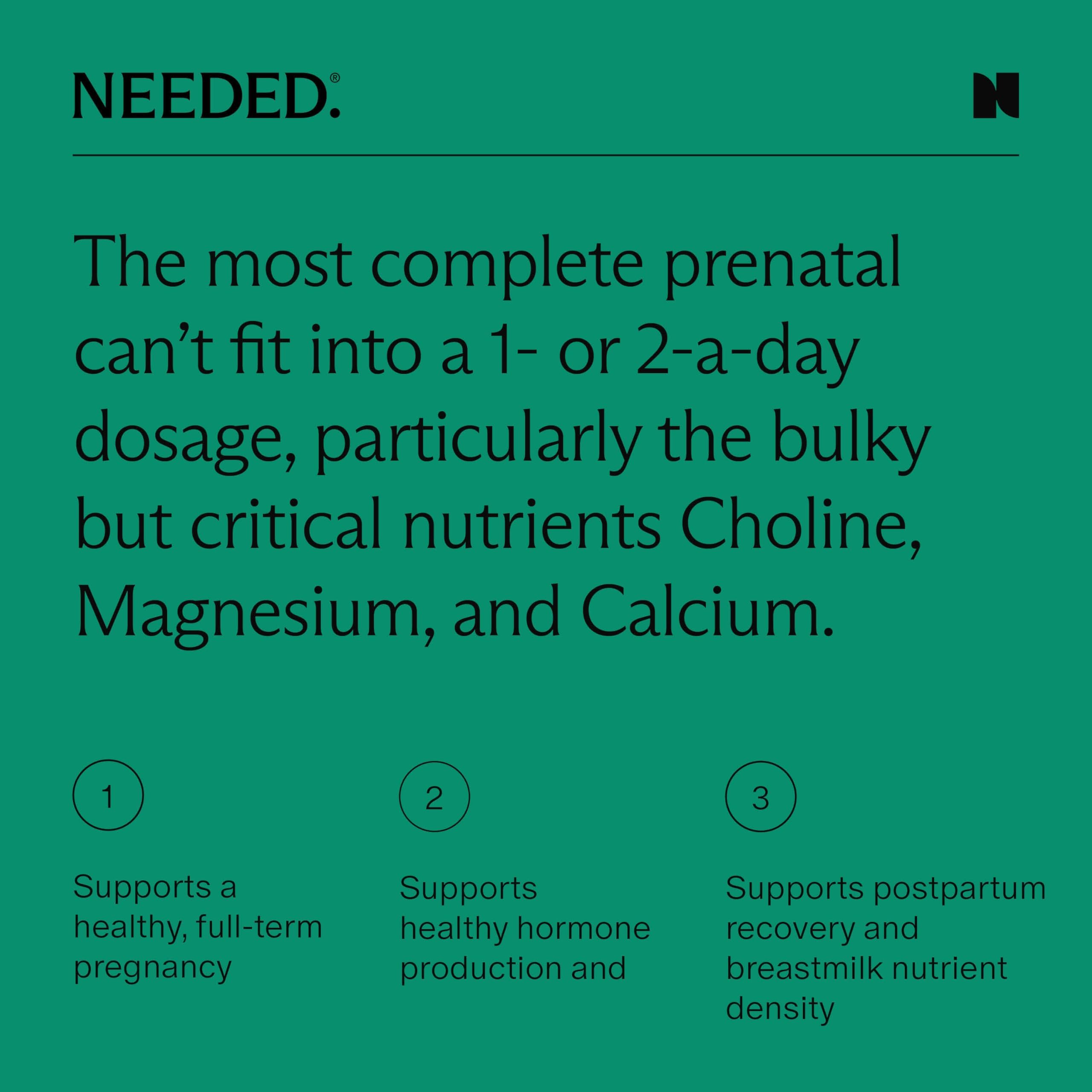 Needed. Prenatal Multivitamin 100g ingredients list