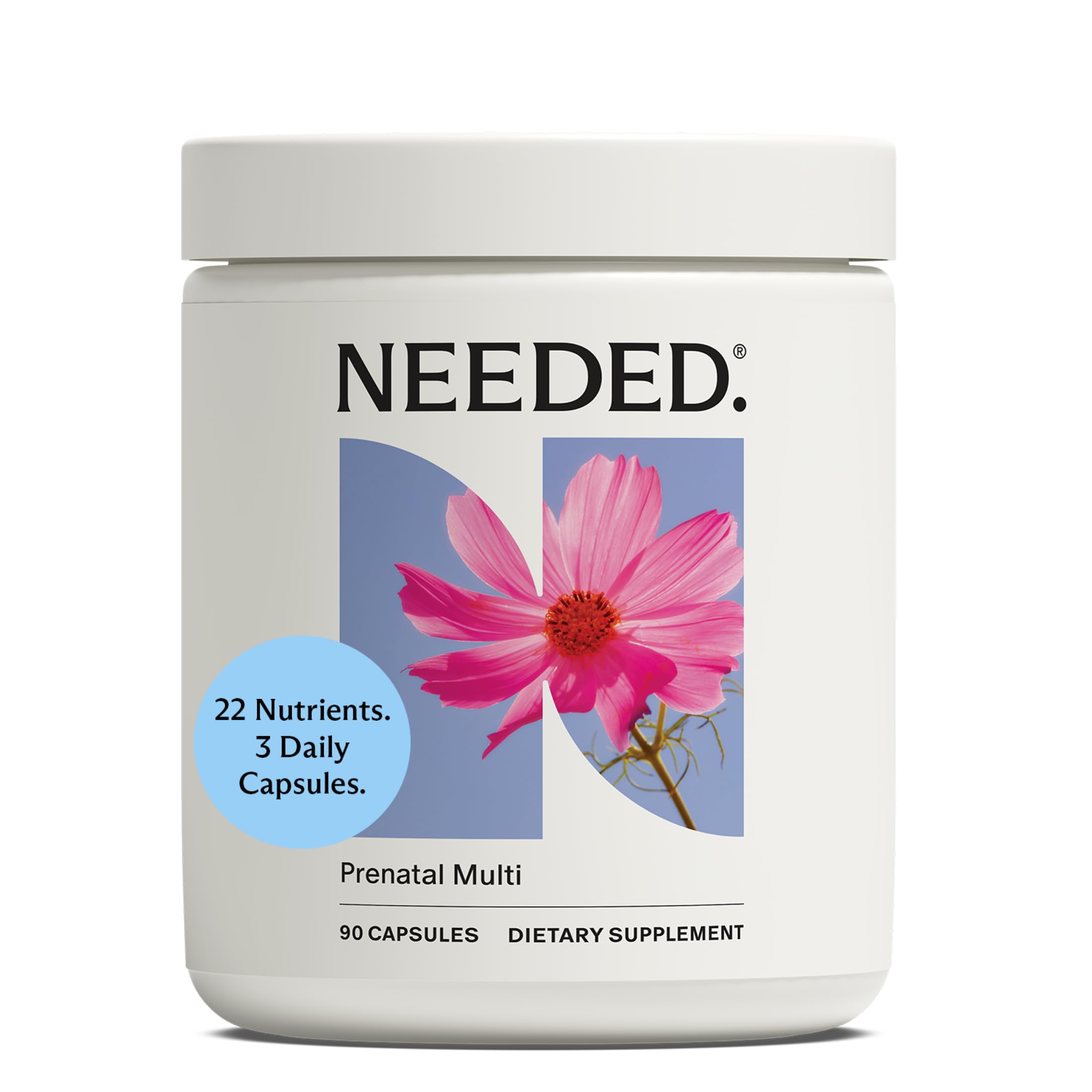 Needed. Prenatal Vitamins 90 Capsules front view