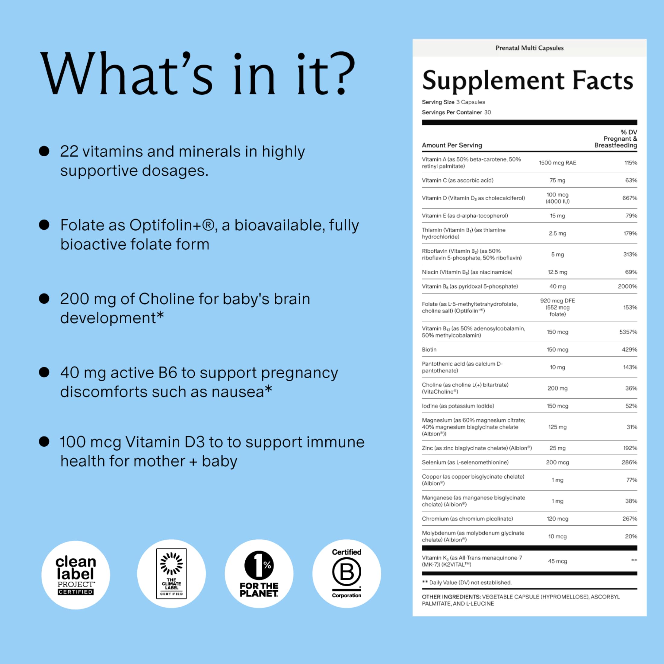 Needed. Prenatal Vitamins 90 Capsules side view