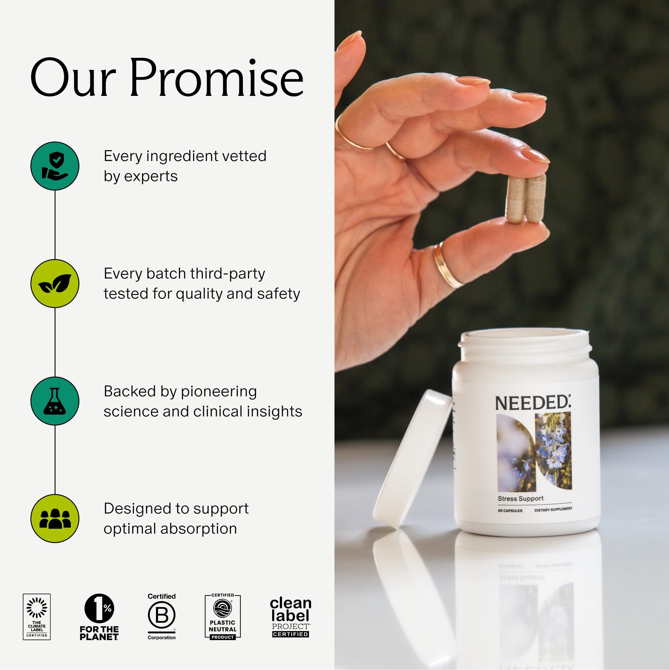 Needed. Women's Herbal Supplement bottle back view