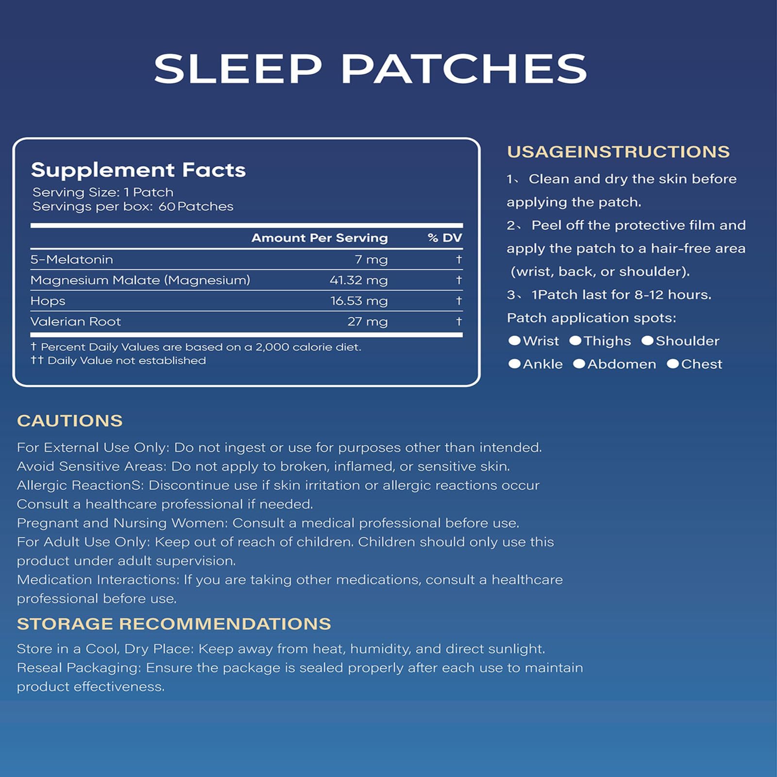 NEIOM Sleep Patches packaging with 60 count label