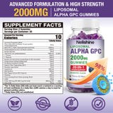 Nelishine Liposomal Alpha GPC Gummies packaging showing nutritional information