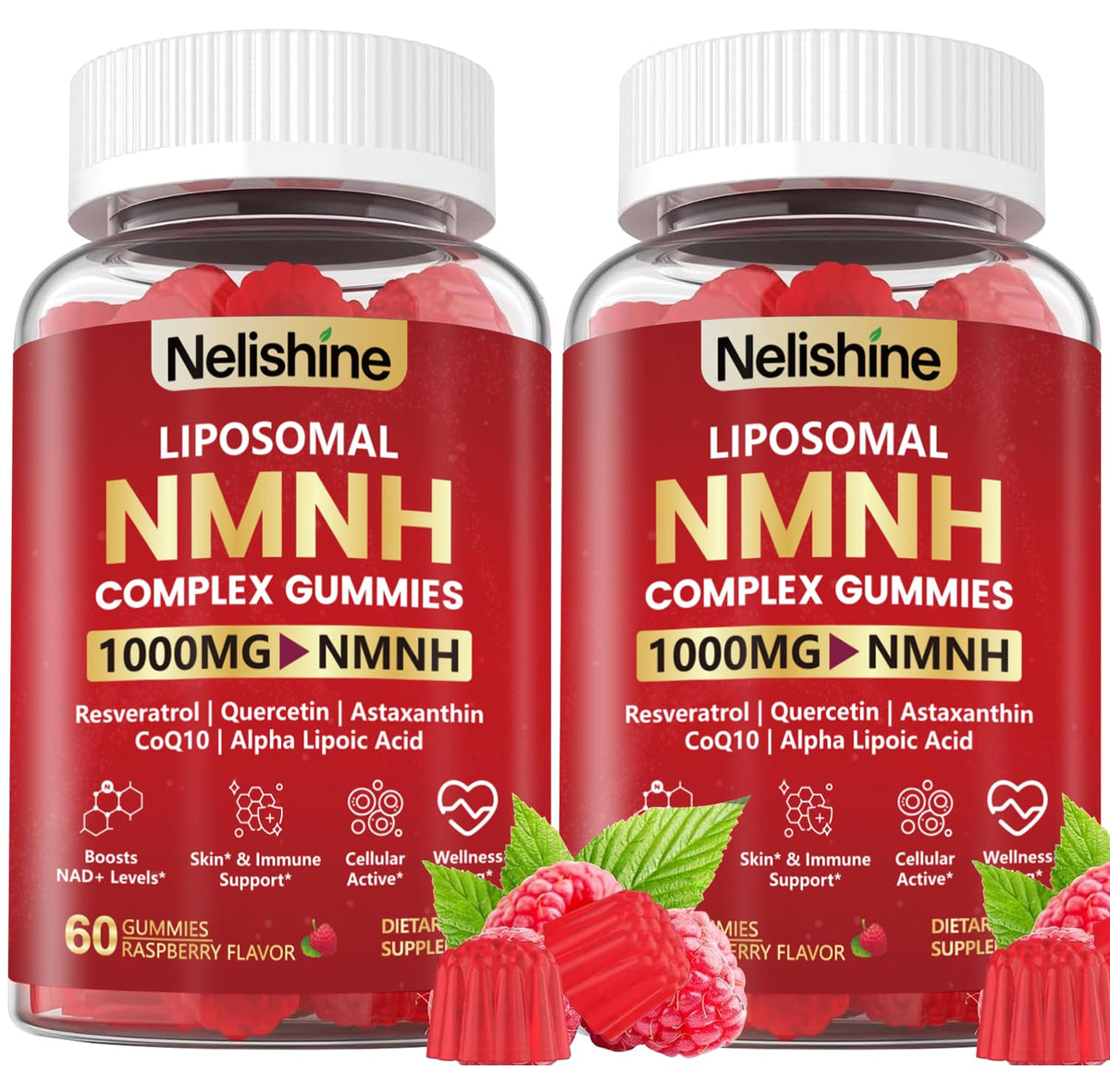 Nelishine Liposomal NMNH Gummies 1000MG front view packaging