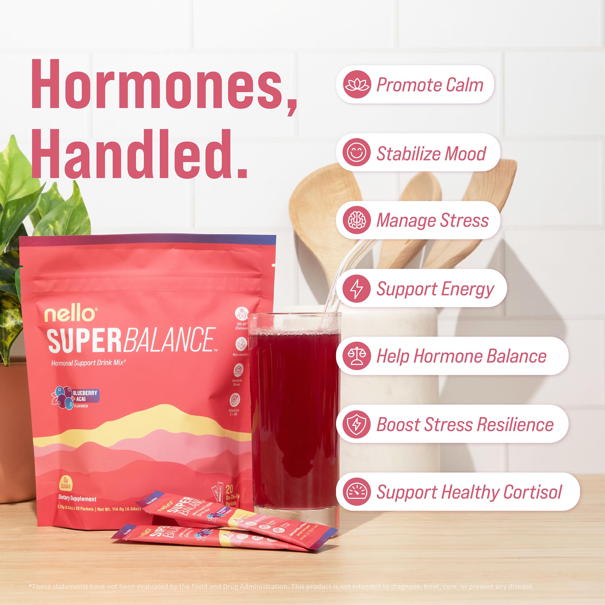 Nello Adaptogenic Drink Mix 150g back view with nutritional information