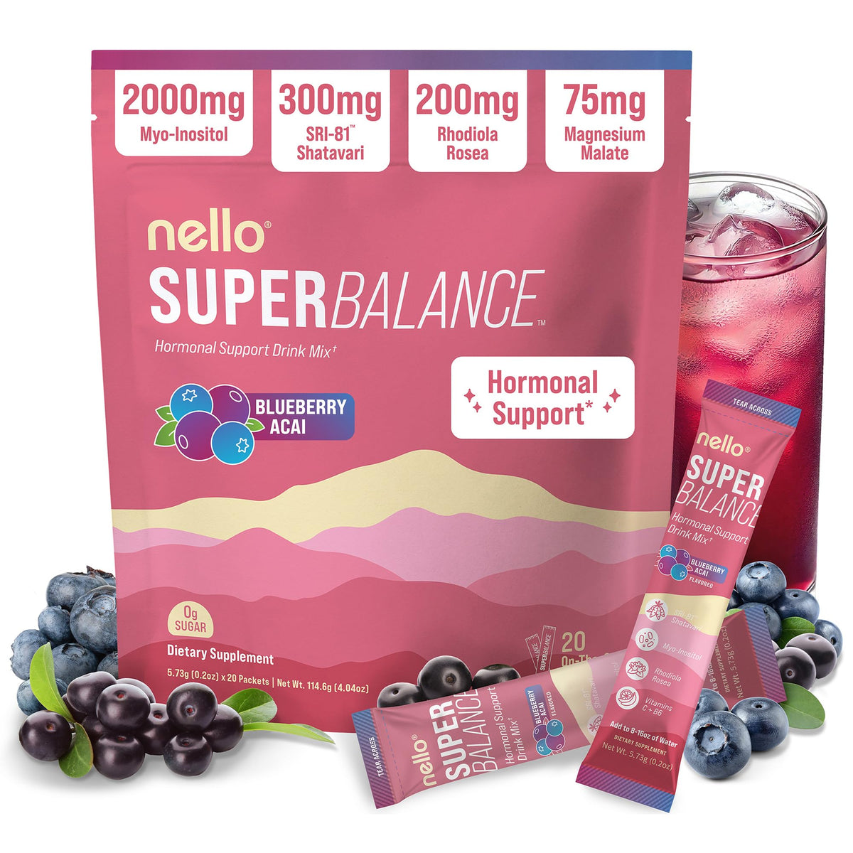 Nello Adaptogenic Drink Mix 150g front view with packaging