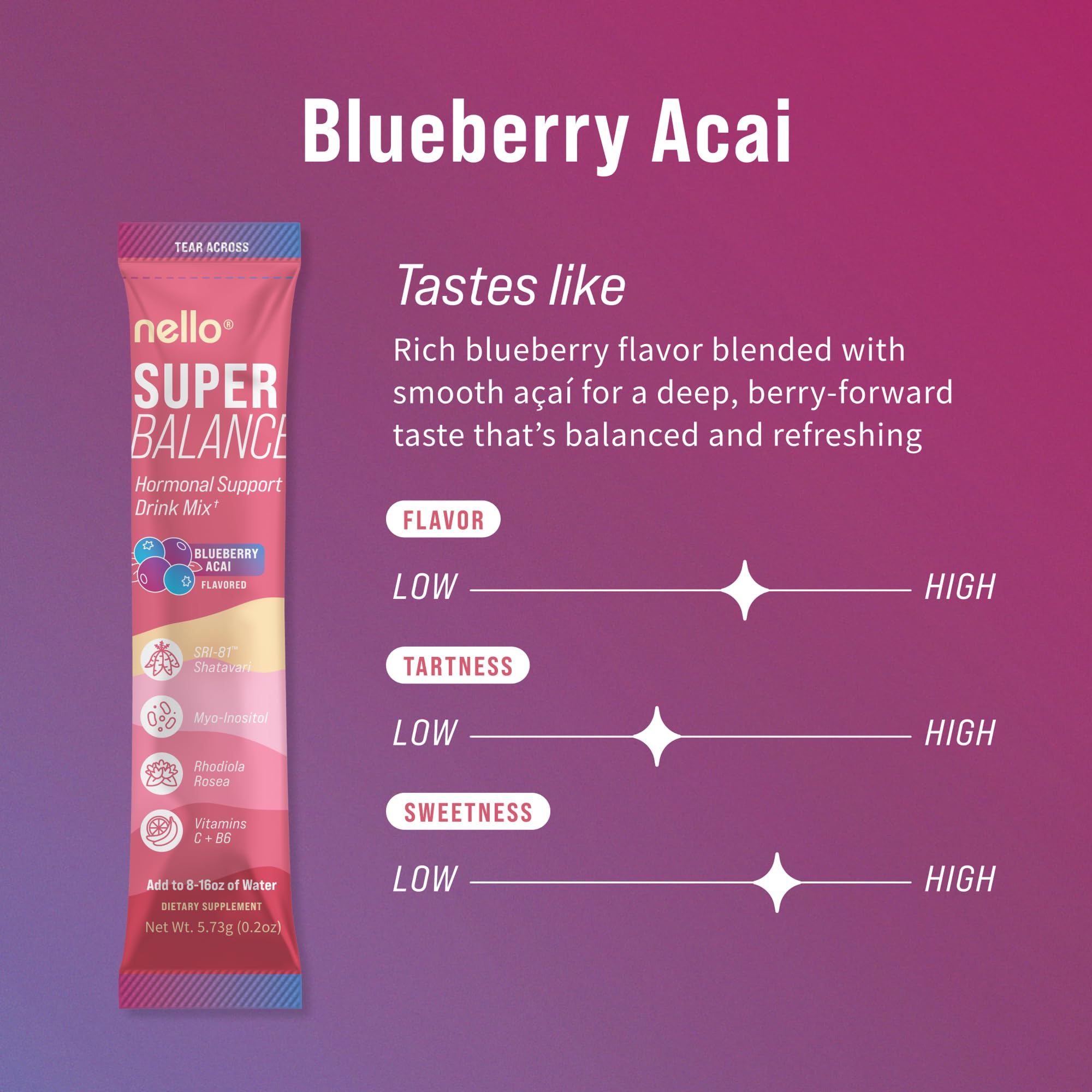 Nello Adaptogenic Drink Mix 150g side view showing ingredients