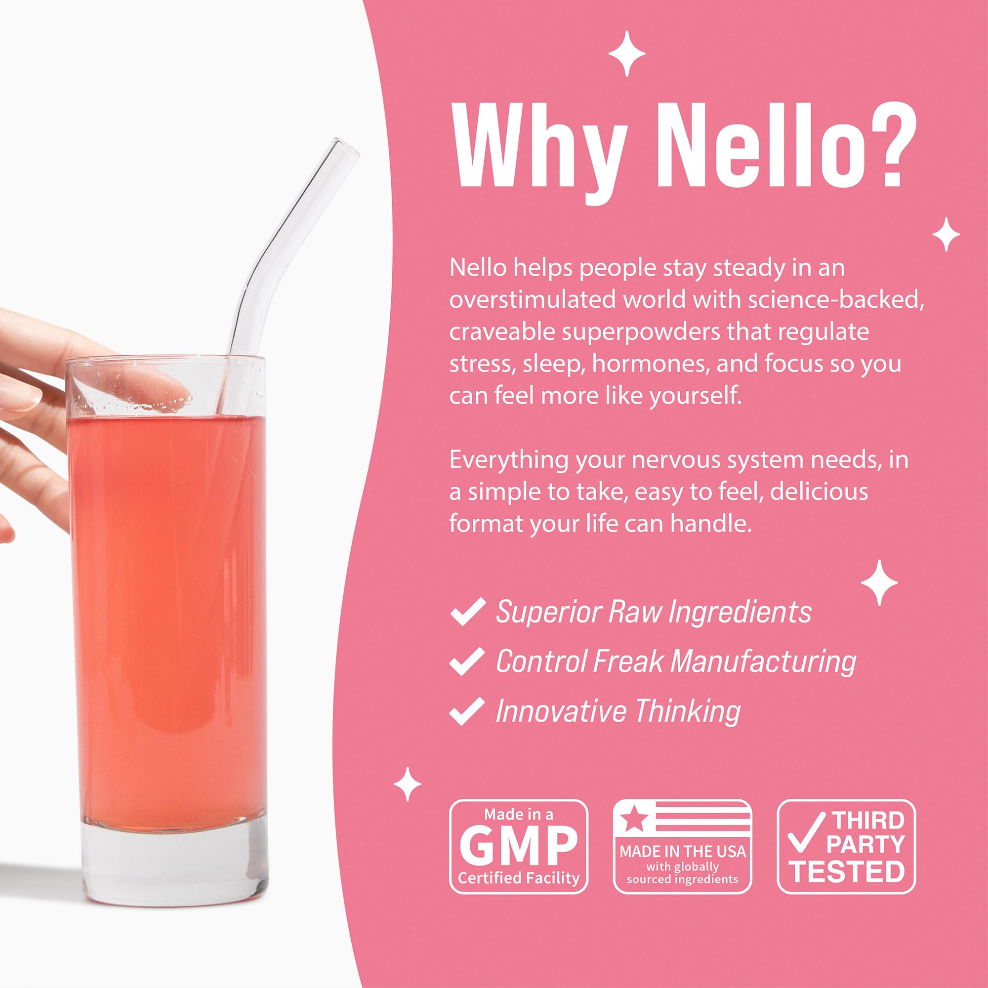Nello B8 (Inositol) Supplement in a glass of water