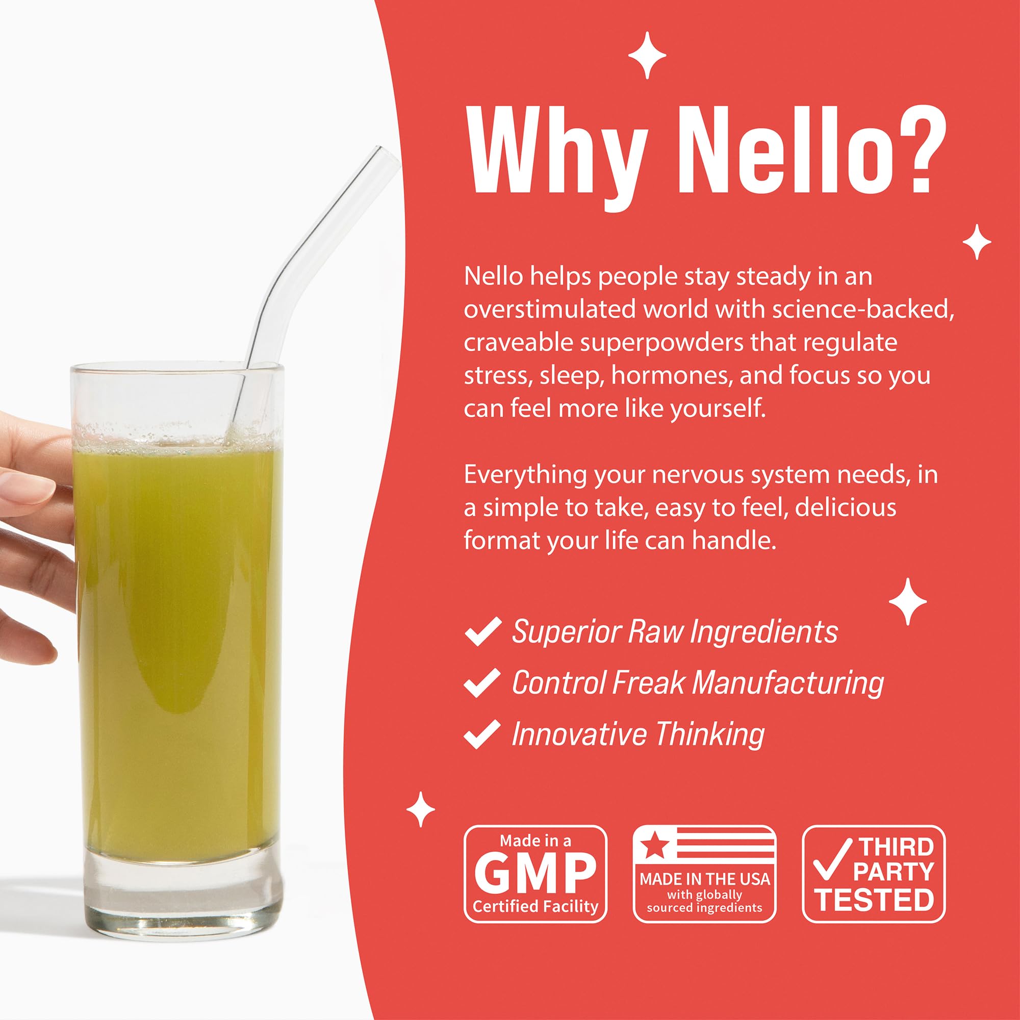 Nello Daily Mushroom Supplement bottle with dosage instructions