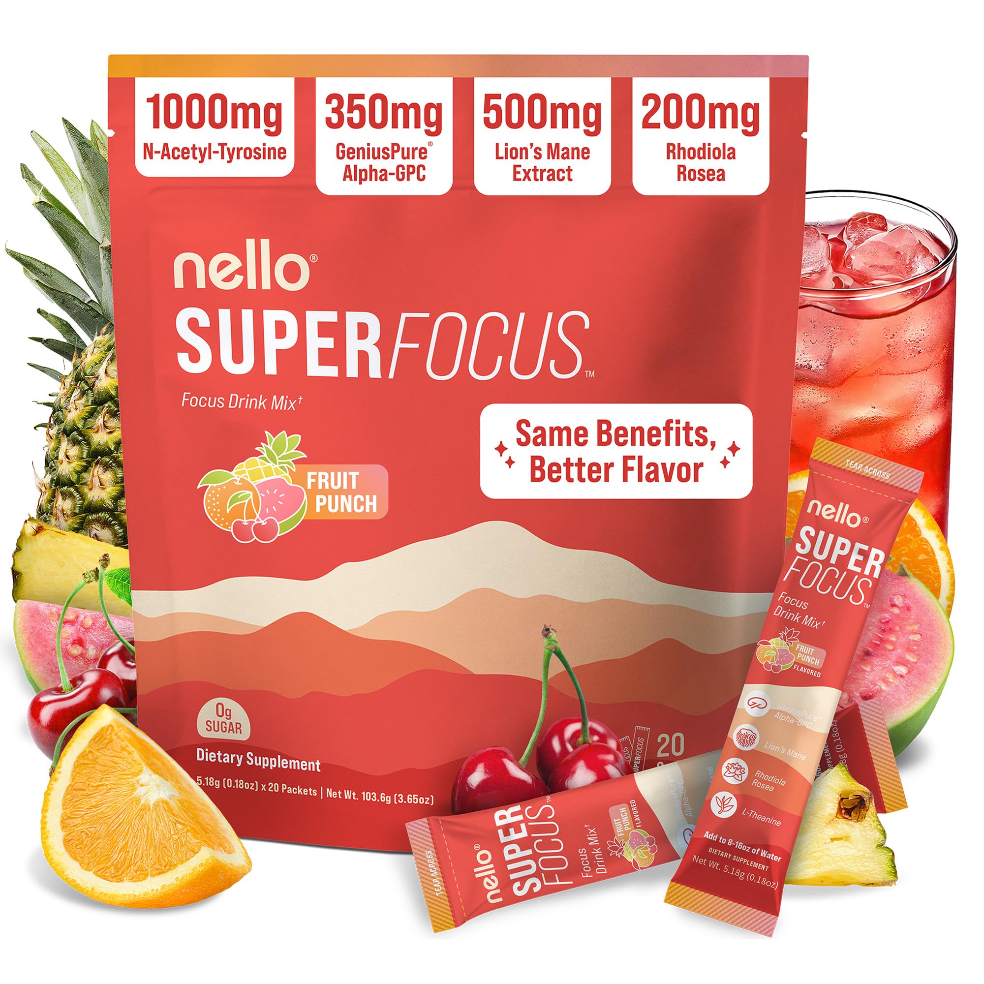 Nello Daily Mushroom Supplement front view with 60 capsules