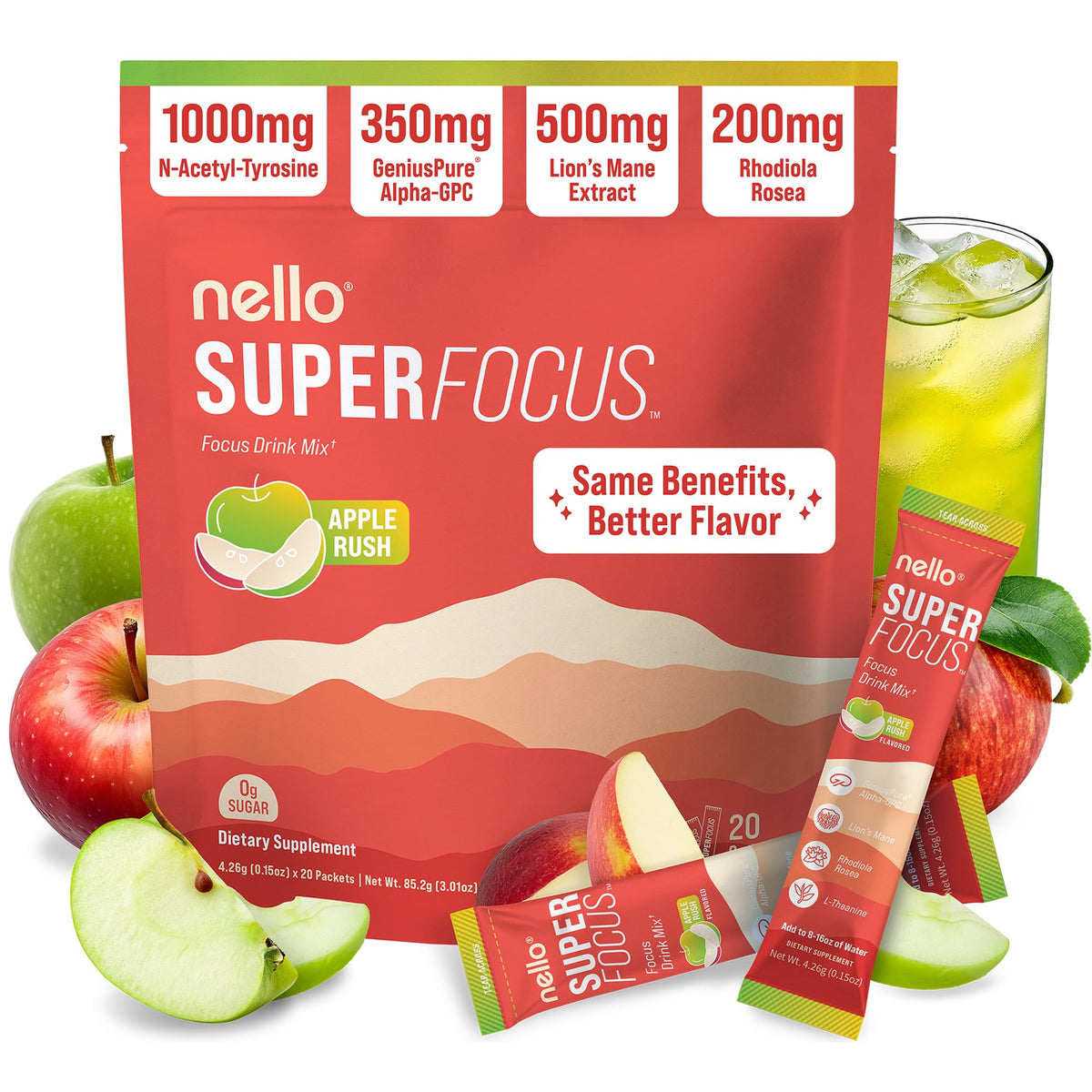 Nello Daily Mushroom Supplement front view with 60 capsules