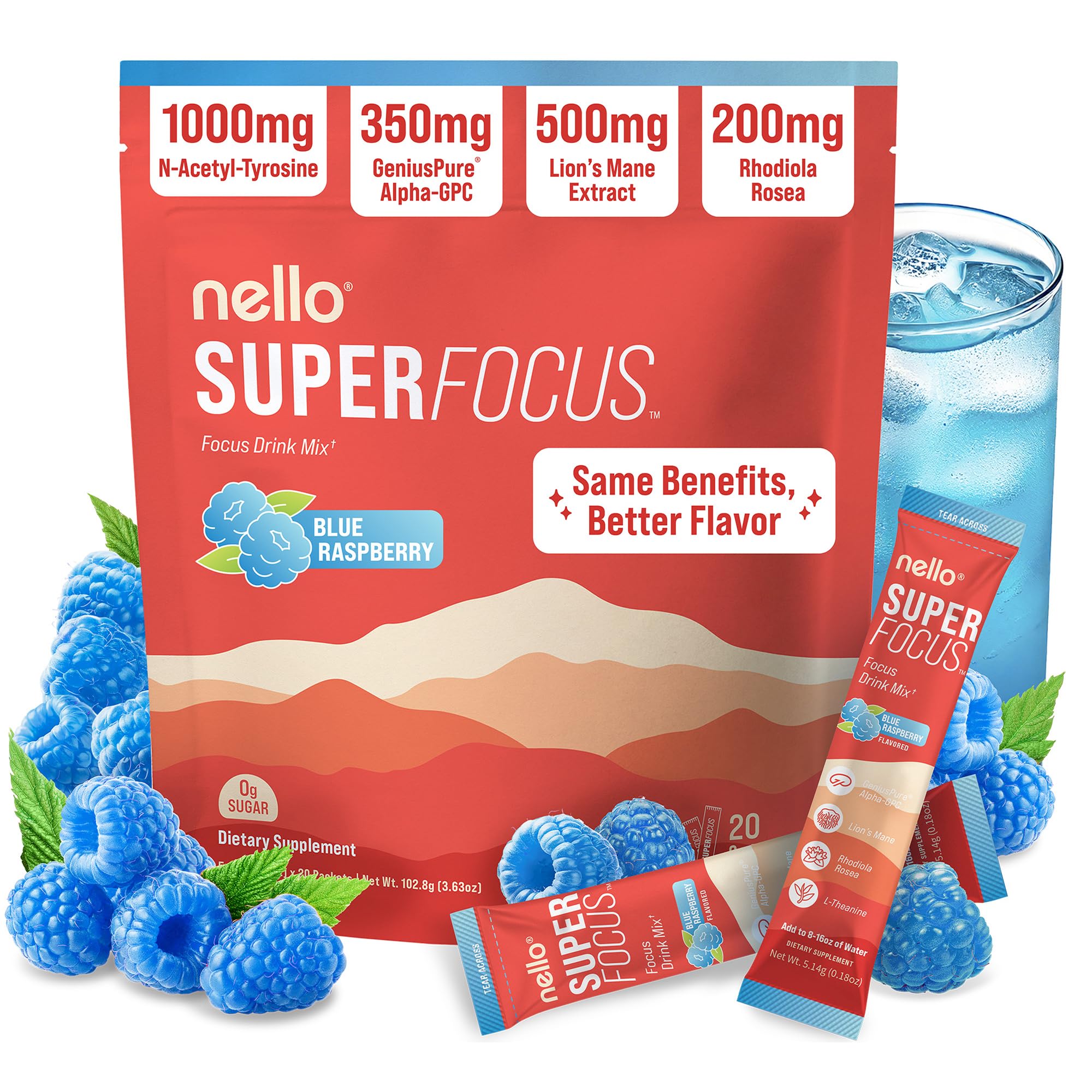 Nello Daily Mushroom Supplement front view with packaging