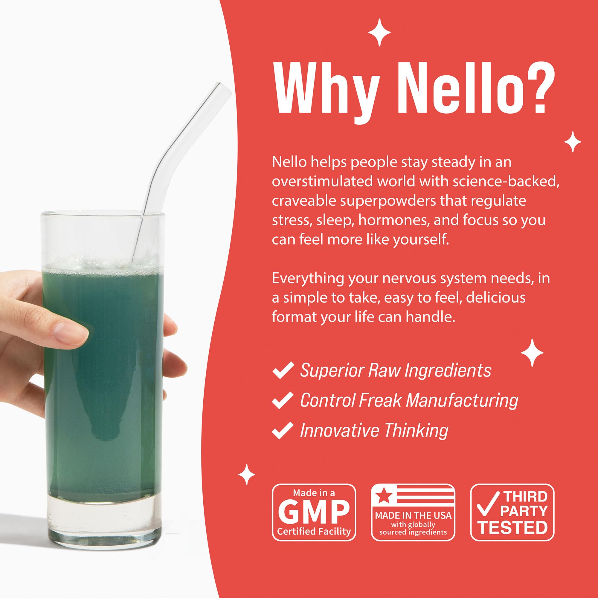 Nello Daily Mushroom Supplement with a glass of water