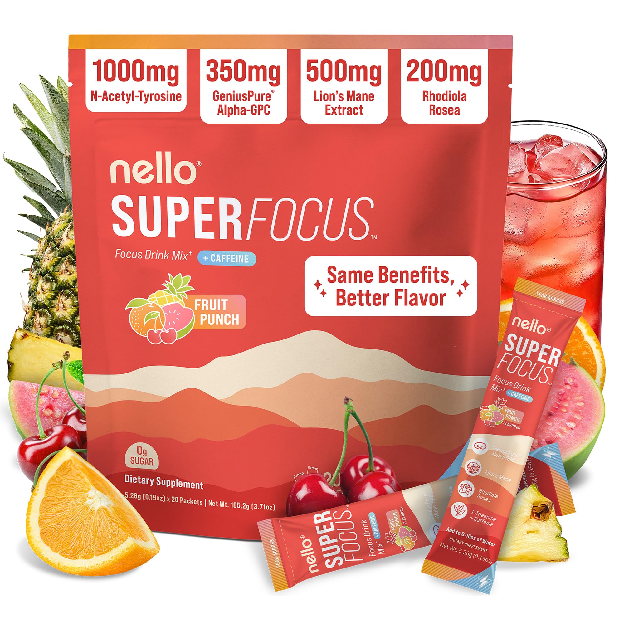 Nello Daily Supplement front view with Lion’s Mane and Rhodiola Extract