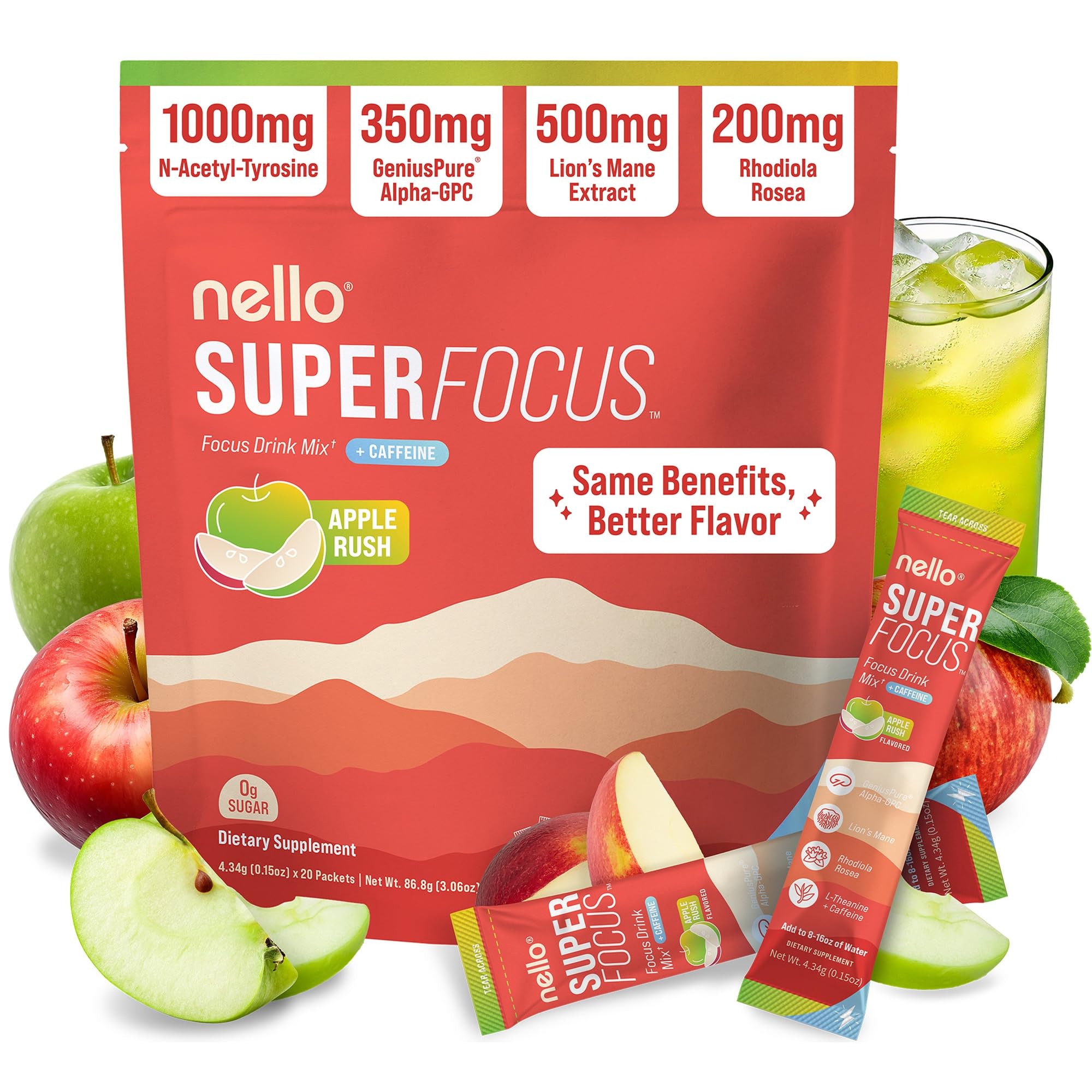 Nello Daily Supplement packaging front view with Lion’s Mane Mushroom