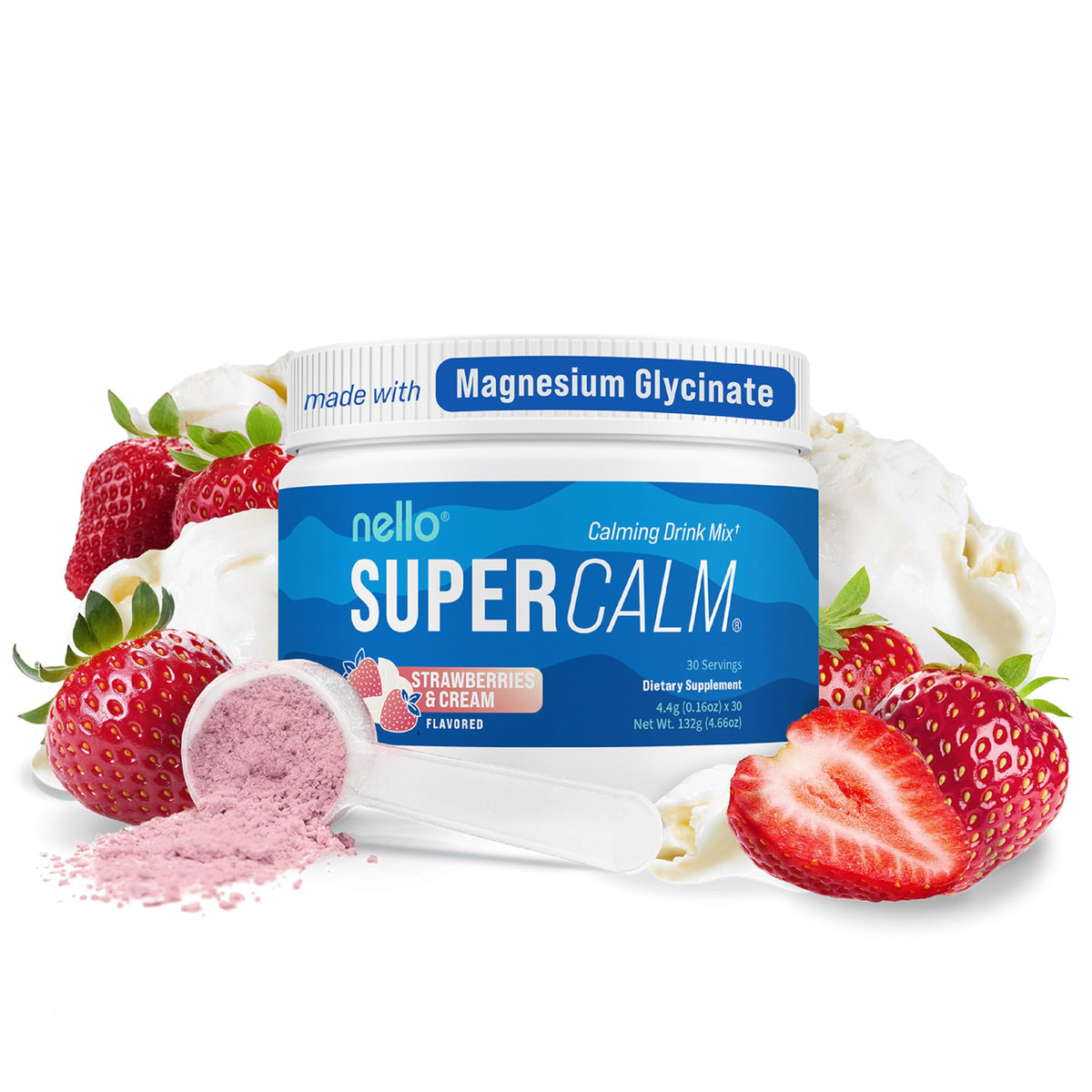 Nello Supercalm Adaptogenic Powder Drink Mix 209g canister front view