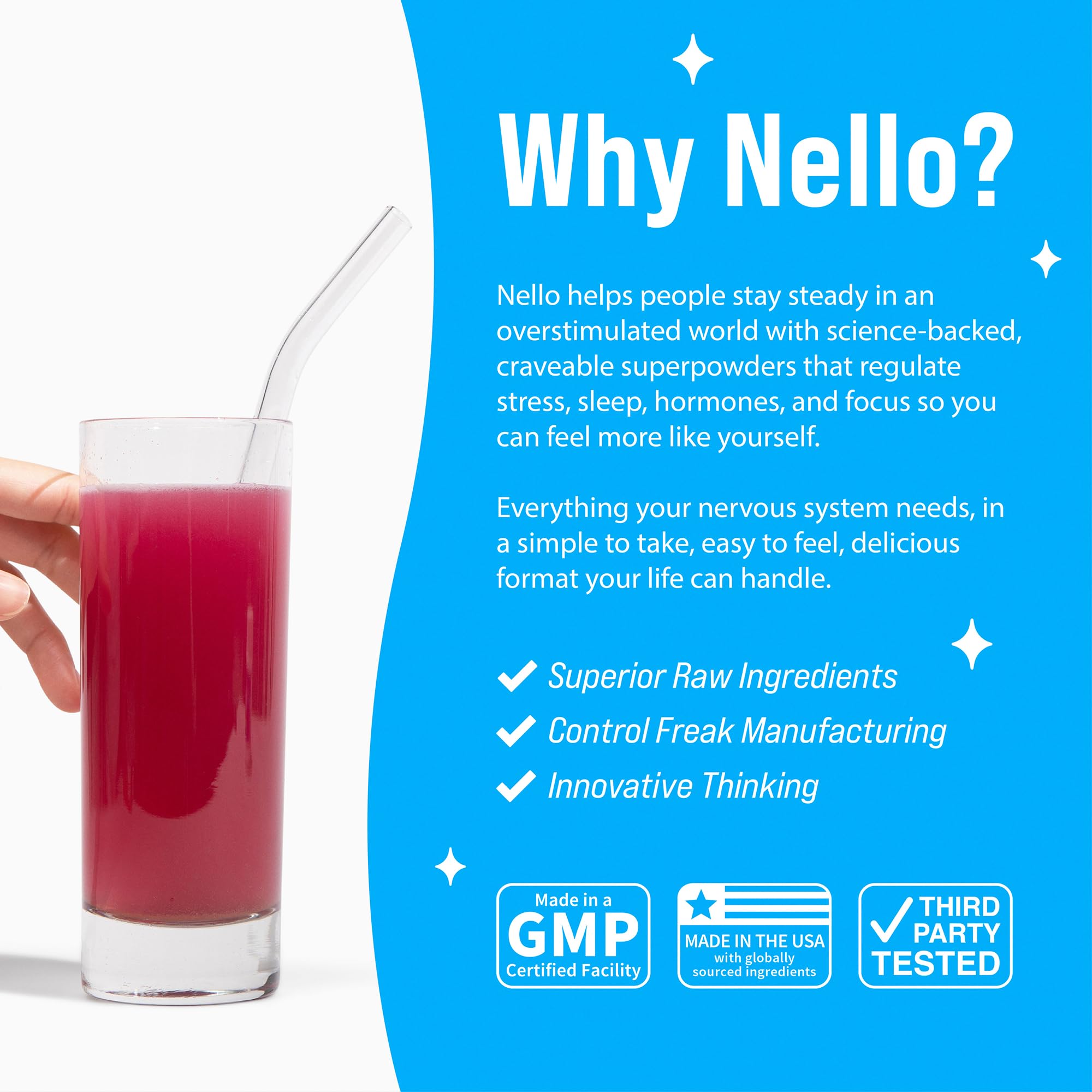 Nello Supercalm Adaptogenic Powder Drink Mix Blackberry Lemonade nutrition facts