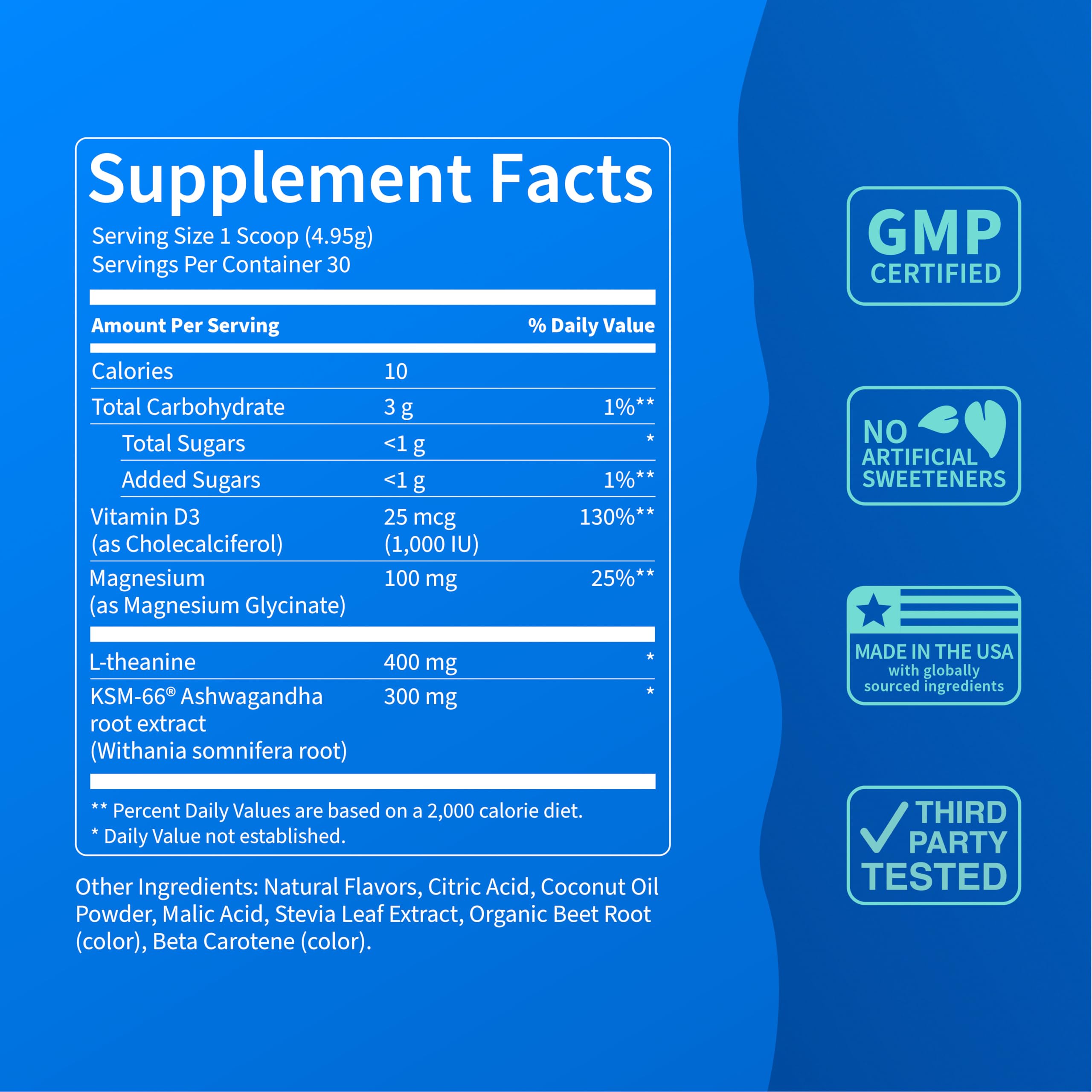 Nello Supercalm Adaptogenic Powder Drink Mix ingredients list