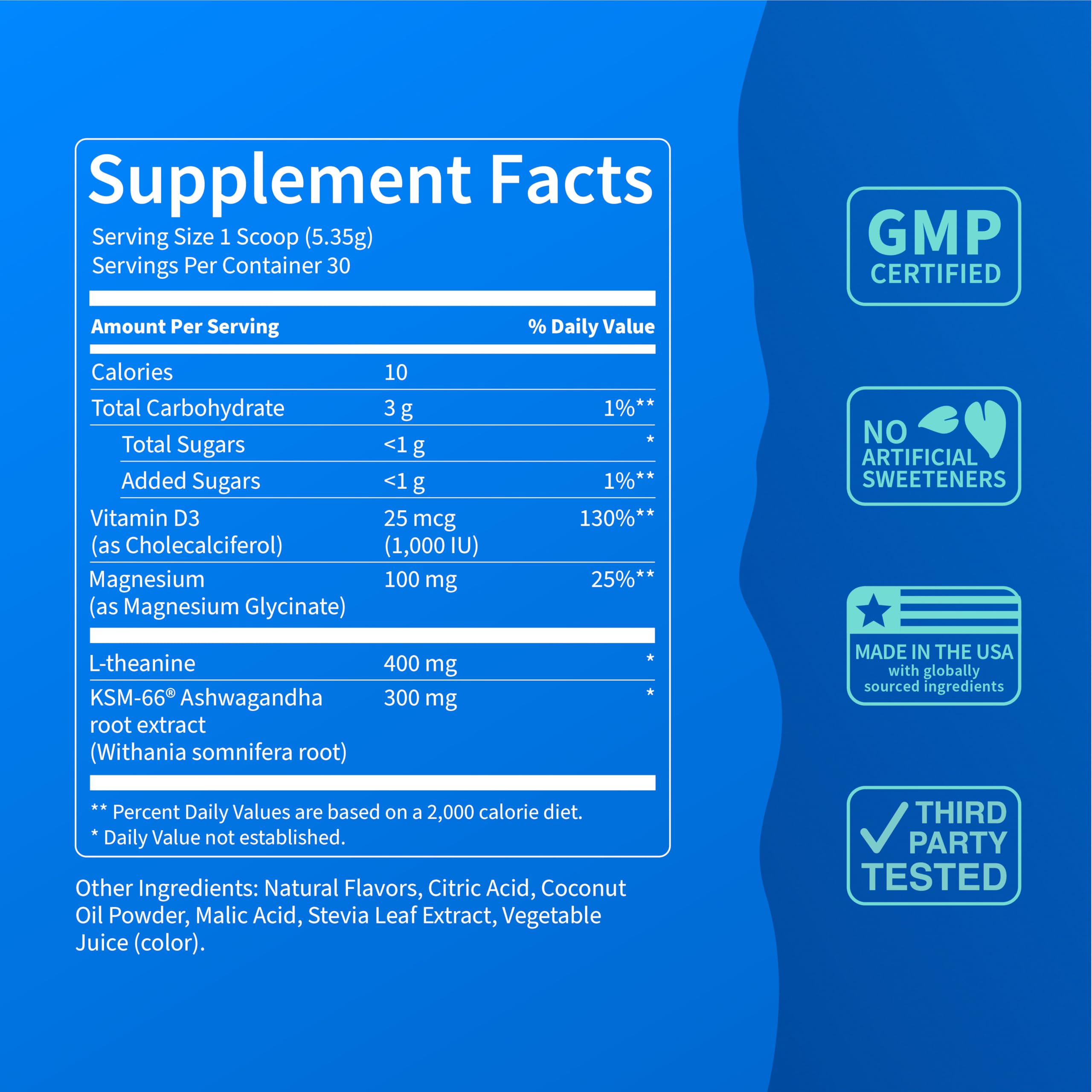 Nello Supercalm Adaptogenic Powder Drink Mix nutritional information