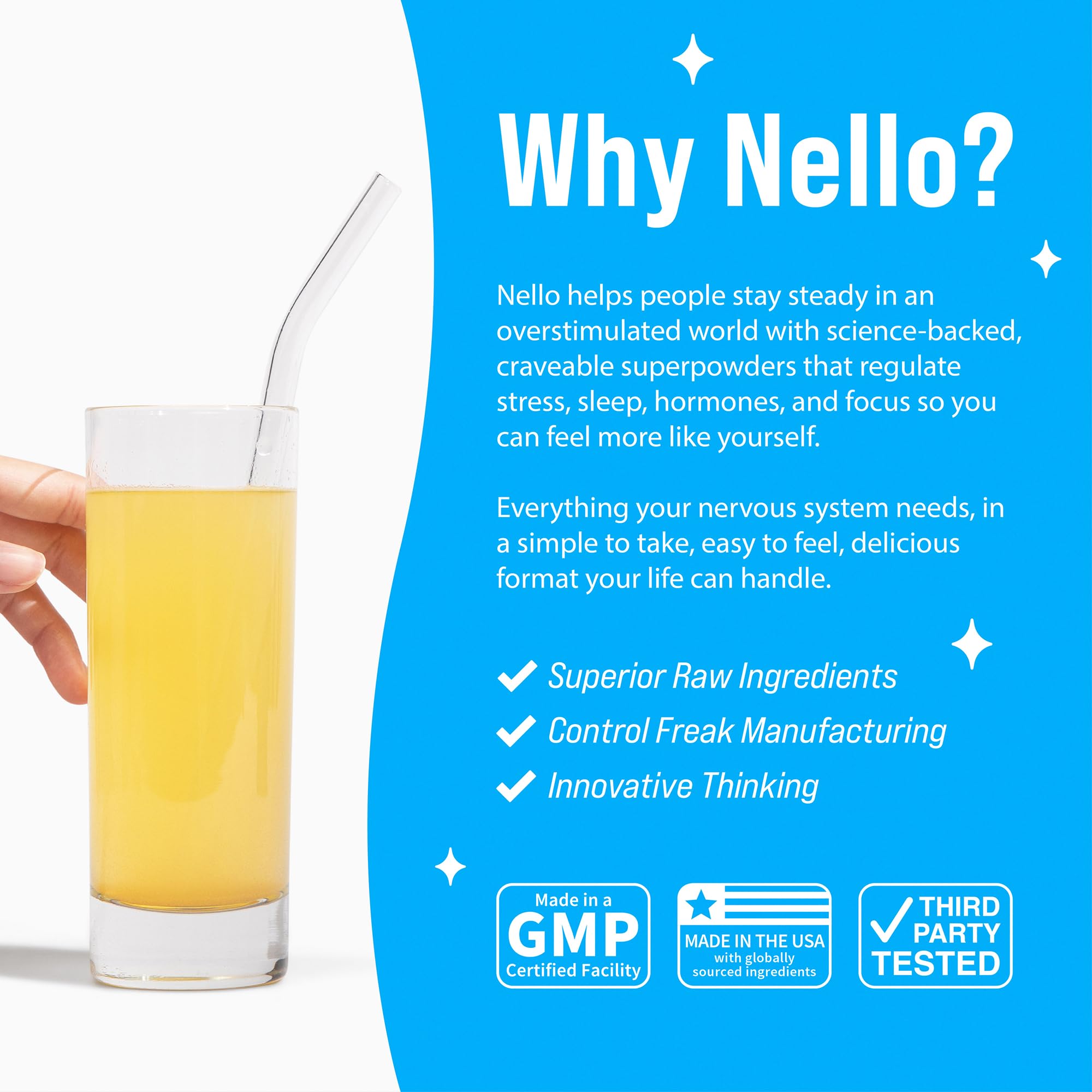 Nello Supercalm Adaptogenic Powder Drink Mix Pineapple Mint nutritional information