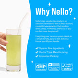 Nello SuperCalm Adaptogenic Powder Drink Mix powder in a glass