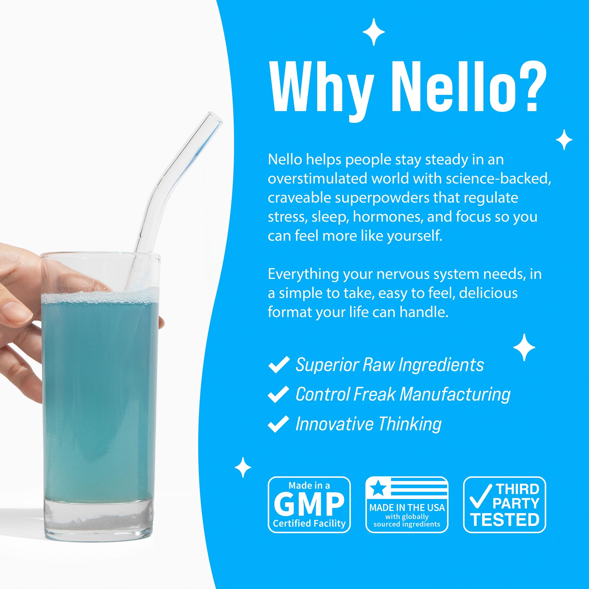 Nello SuperCalm Blue Coconut Powder Drink Mix canister top view