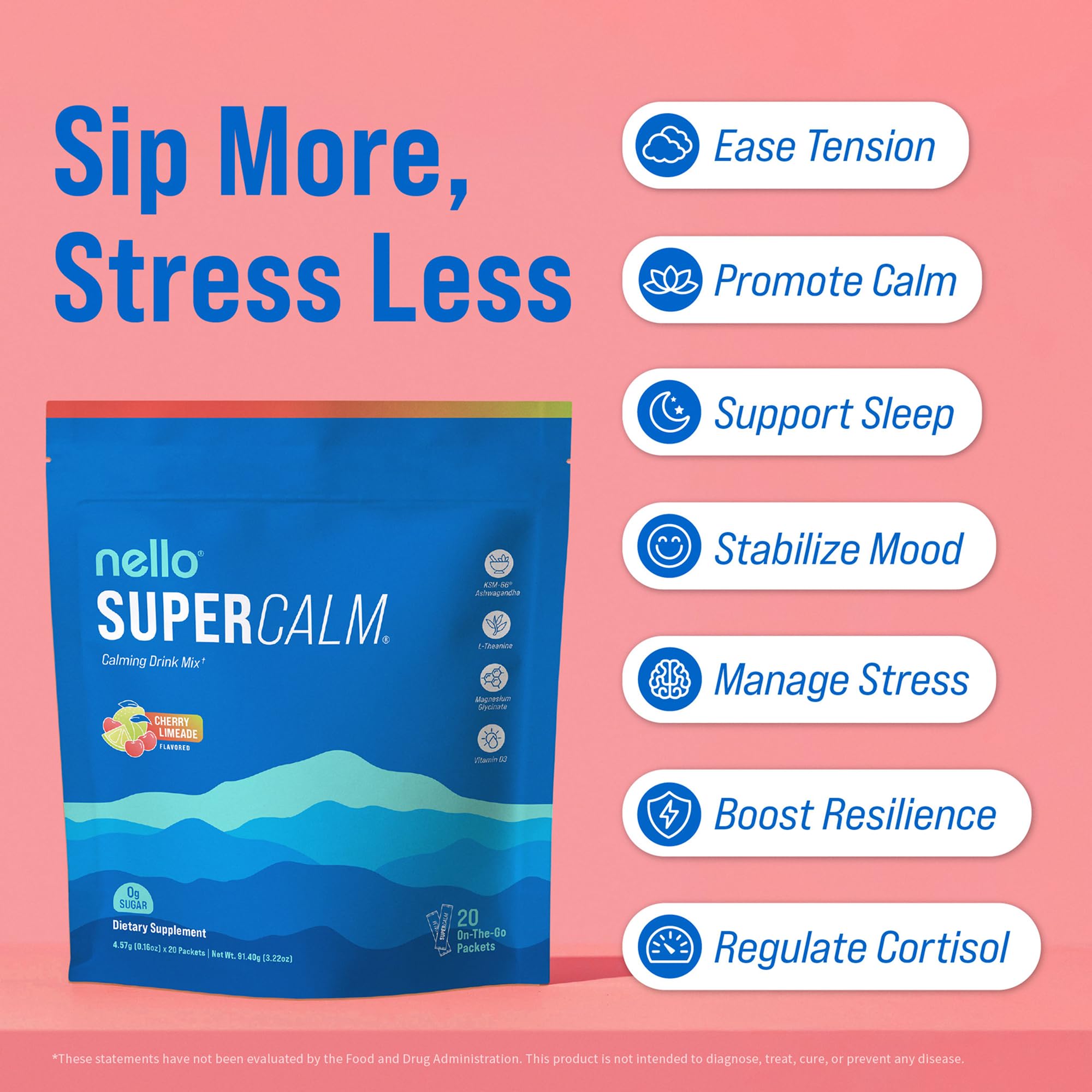 Nello Supercalm Blue Coconut Powder single-serving packet