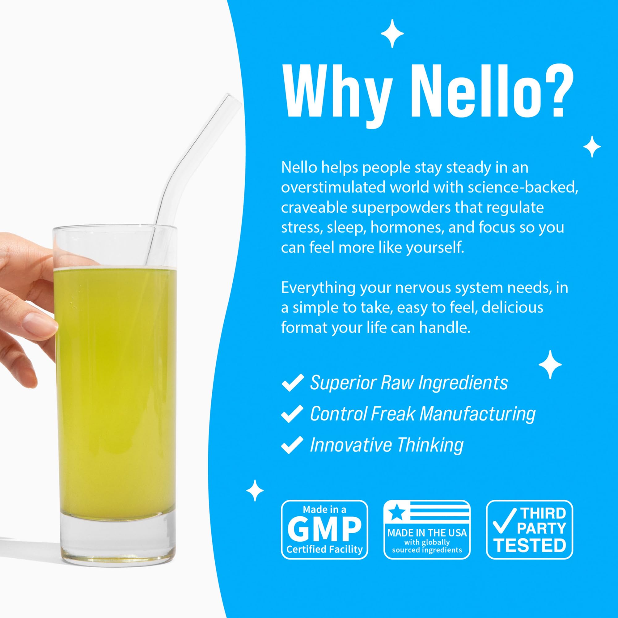 Nello SuperCalm Drink Mix cucumber lime flavour in a glass
