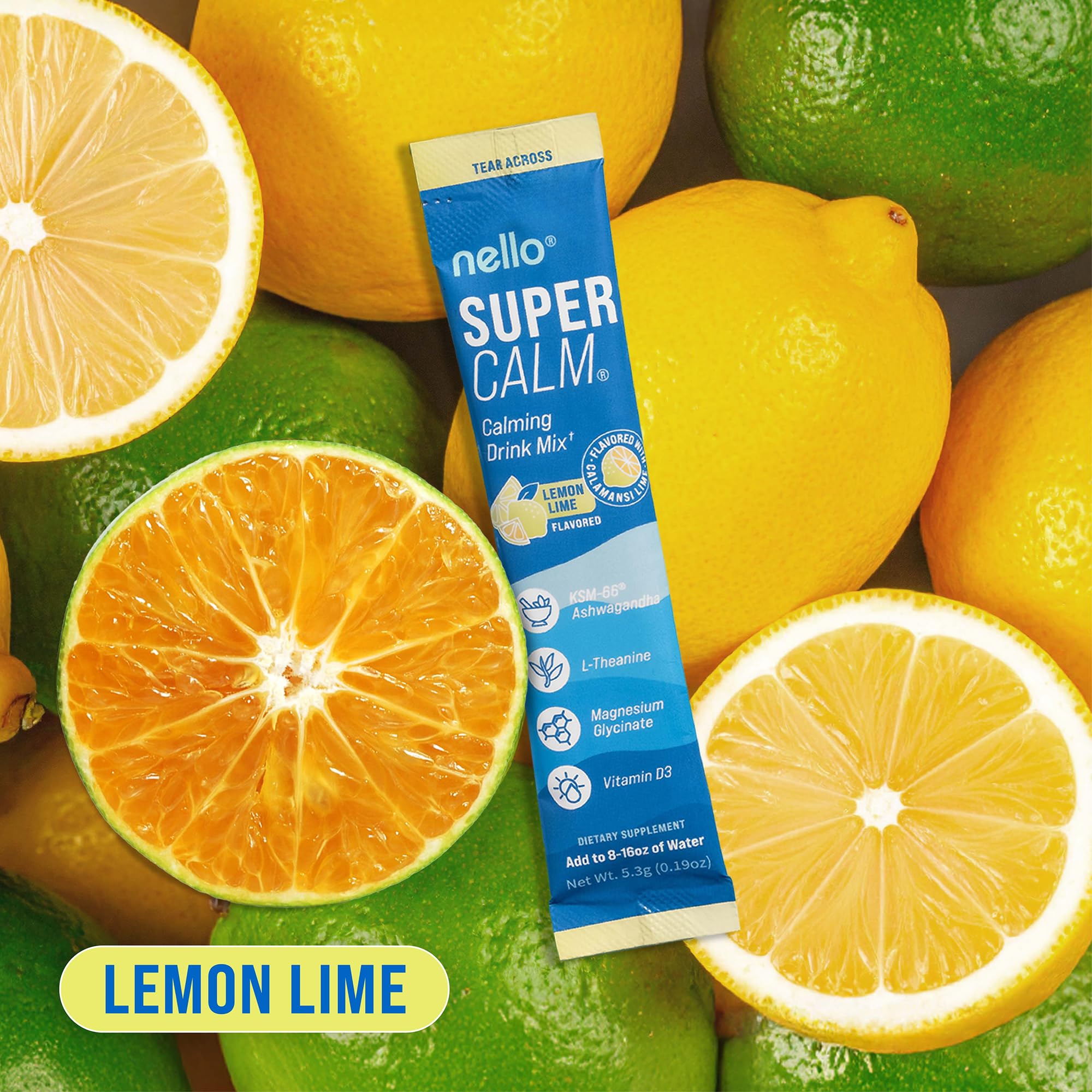 Nello SuperCalm Lemon Lime canister on a kitchen counter