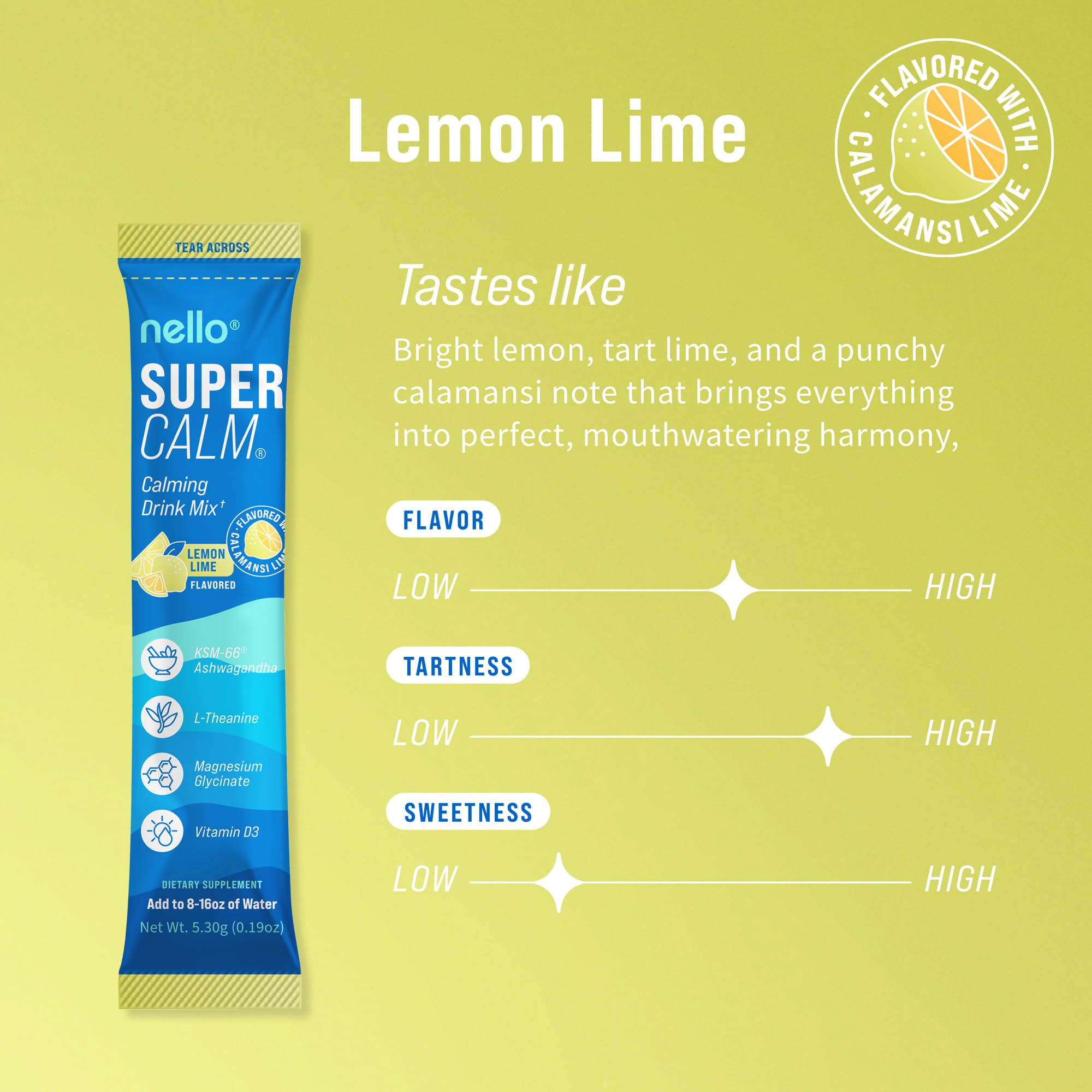 Nello SuperCalm Lemon Lime packets display