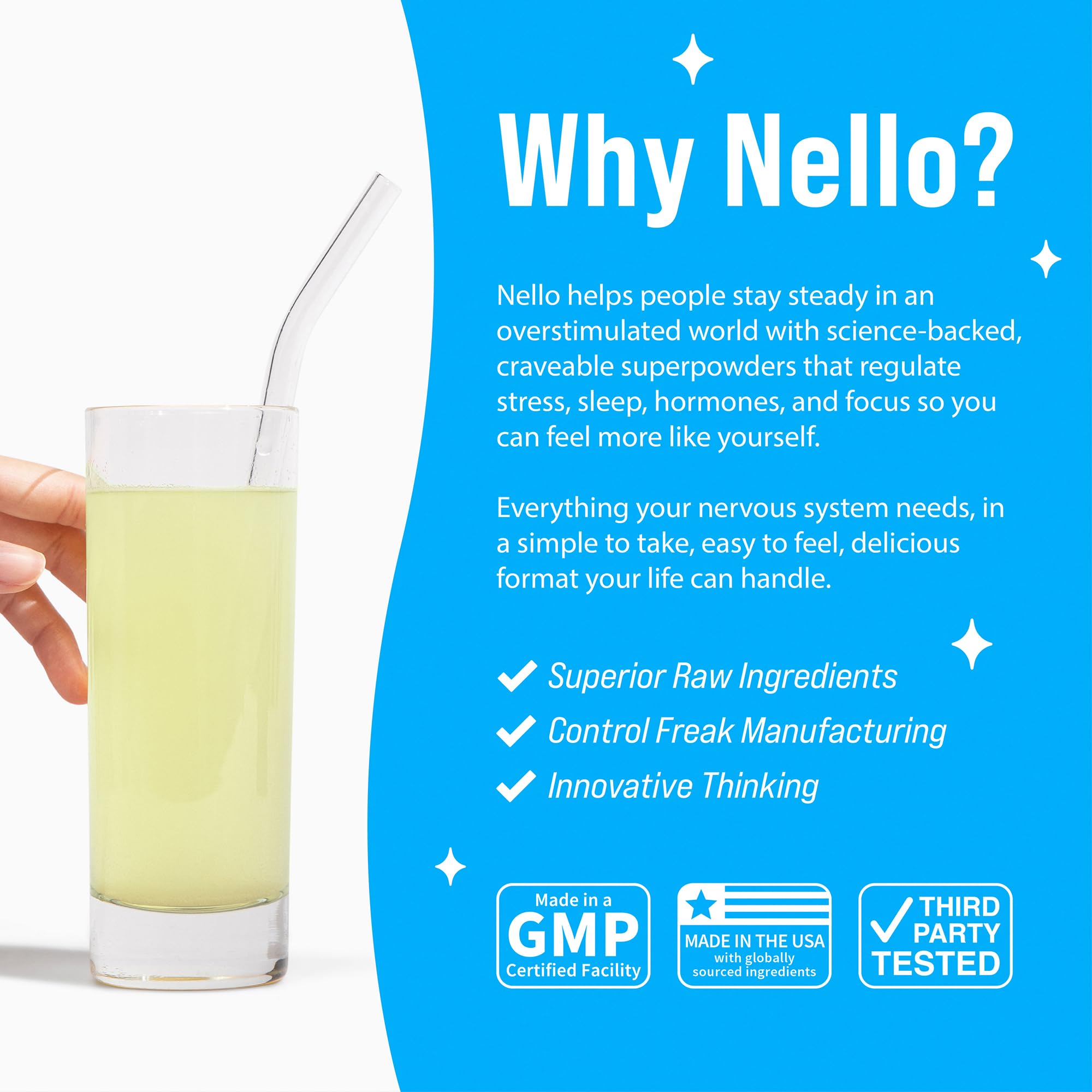 Nello SuperCalm Lemon Lime powder with a spoon