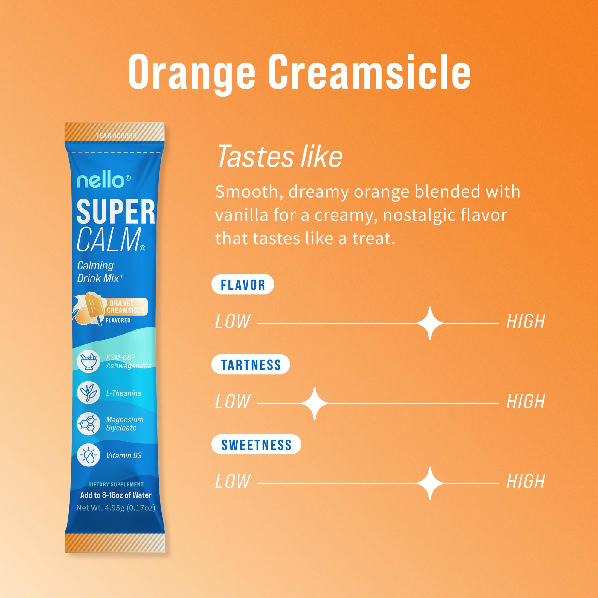 Nello SuperCalm Orange Creamsicle packet and canister side view