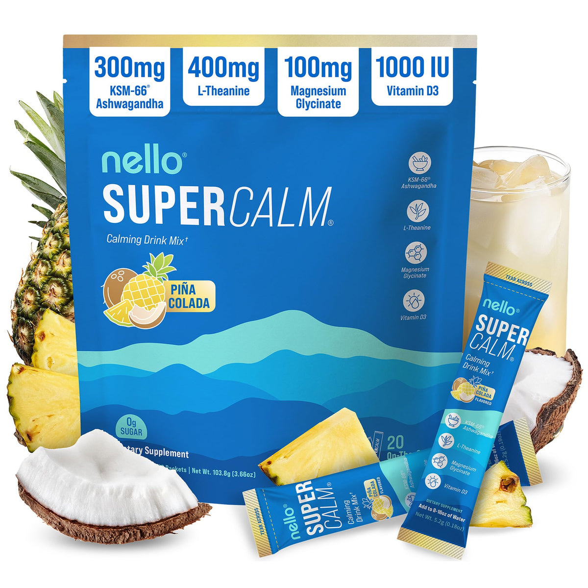 Nello Supercalm Pina Colada Powder front view