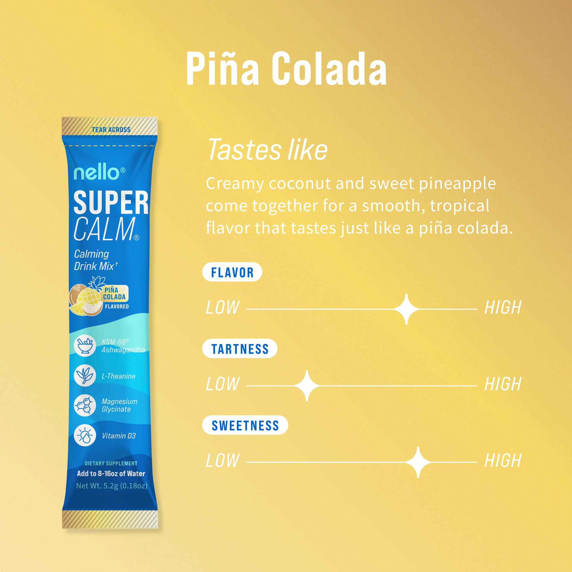 Nello Supercalm Pina Colada Powder side view