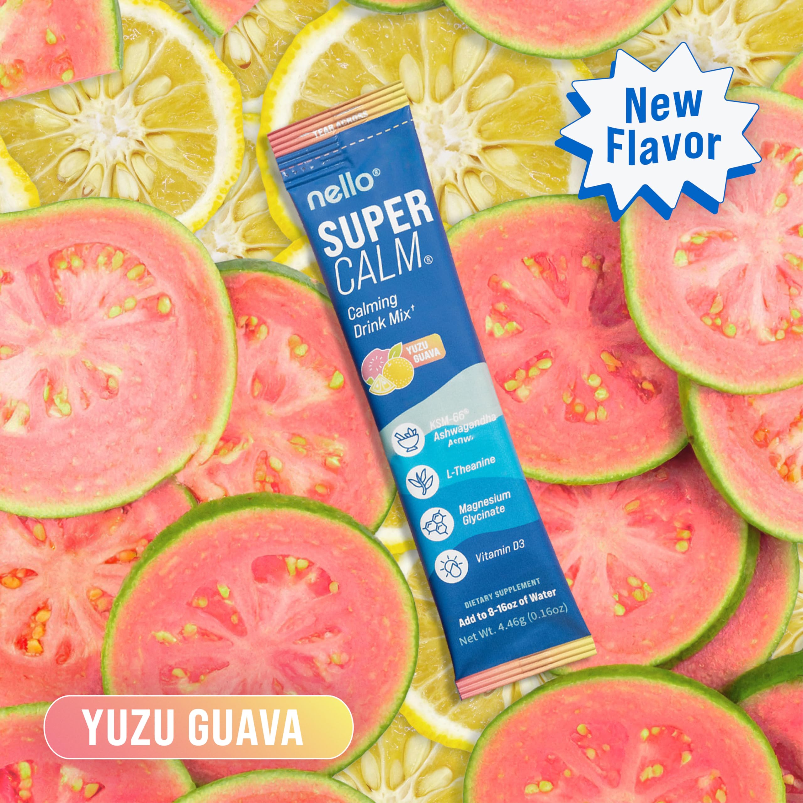 Nello Supercalm Yuzu Guava flavour packaging