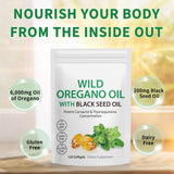 NenMaoKeNu Oil of Oregano Softgels side view with nutritional information