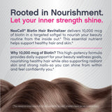 NeoCell Biotin Hair Revitalizer softgels with a measuring spoon